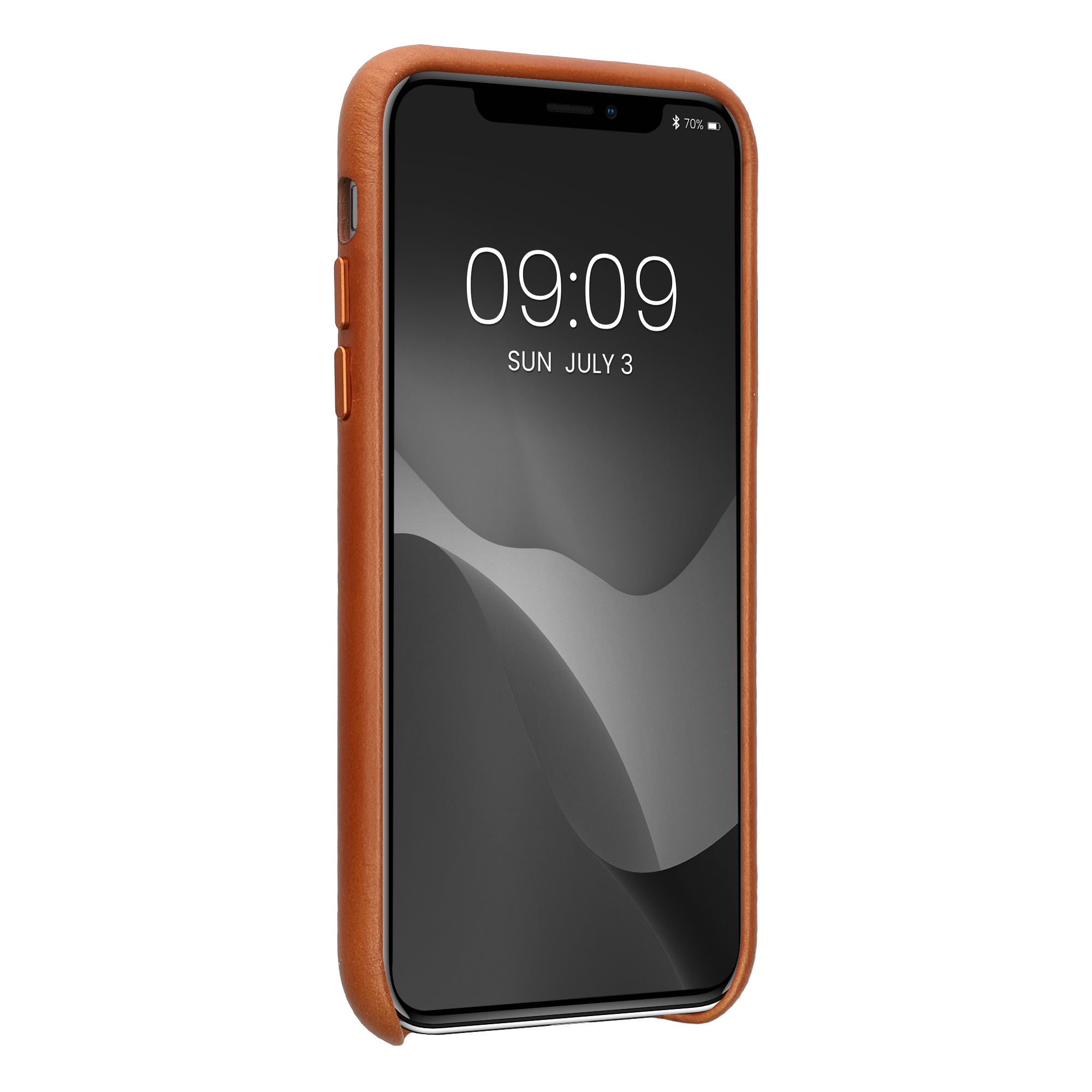 Kožený kryt na mobil kalibri pro Apple iPhone X - koňaková