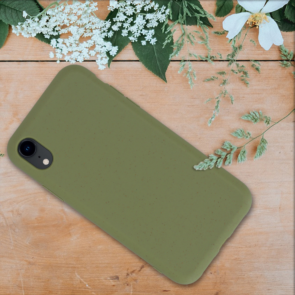 Kryt na mobil s pšeničnou slámou kalibri pro Apple iPhone XR - olivově zelená