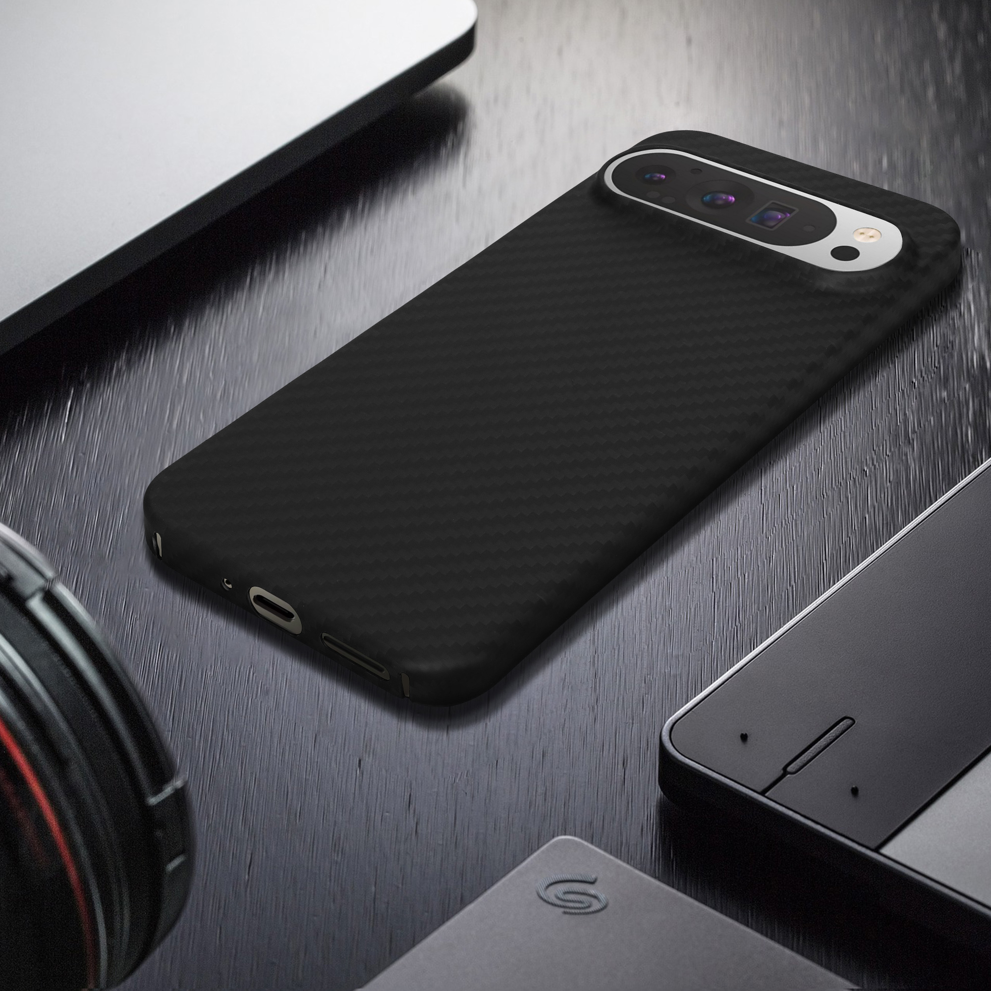 Aramidový kryt kalibri pro Google Pixel 9 Pro XL - černá matná