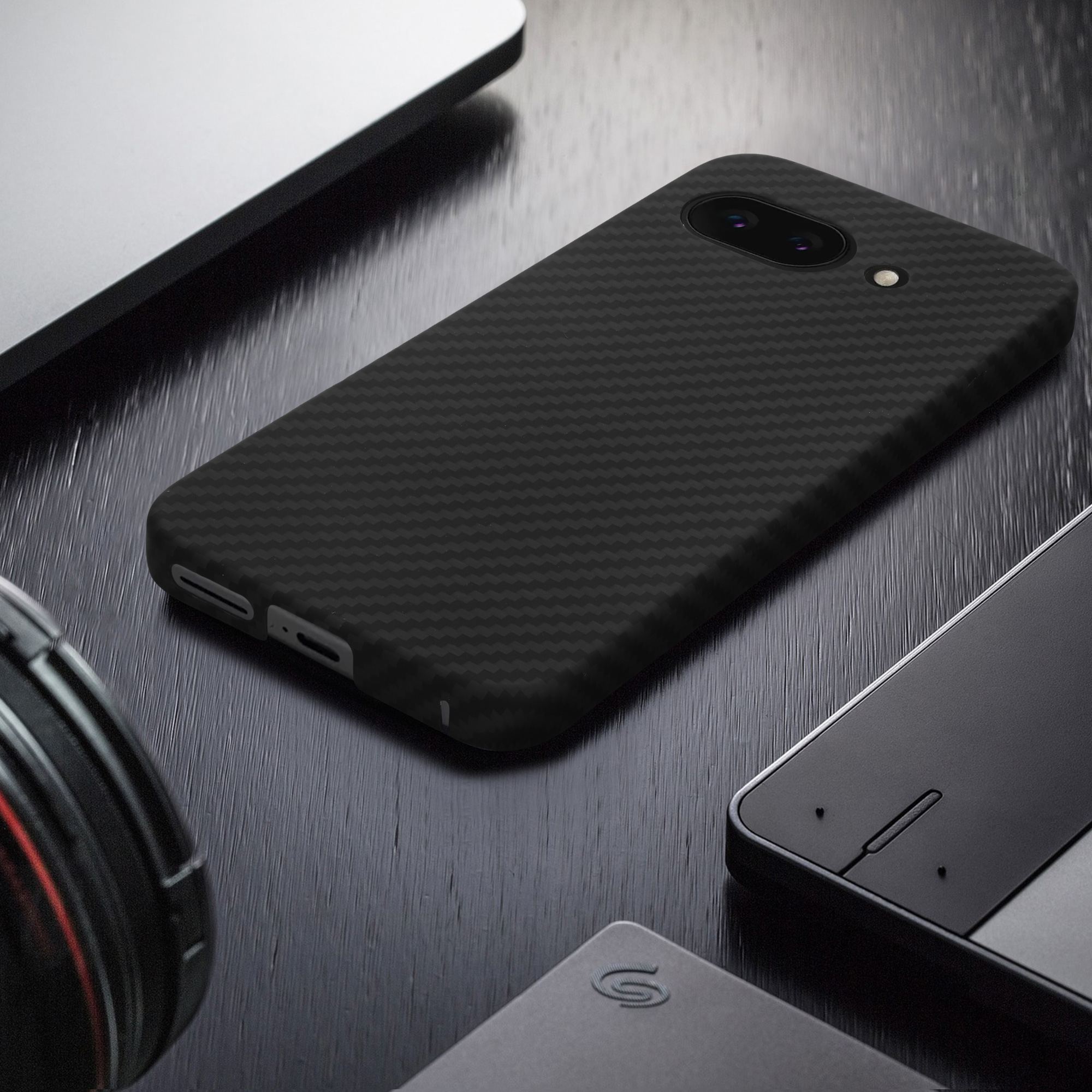 Aramidový kryt kalibri pro Google Pixel 9a - černá matná