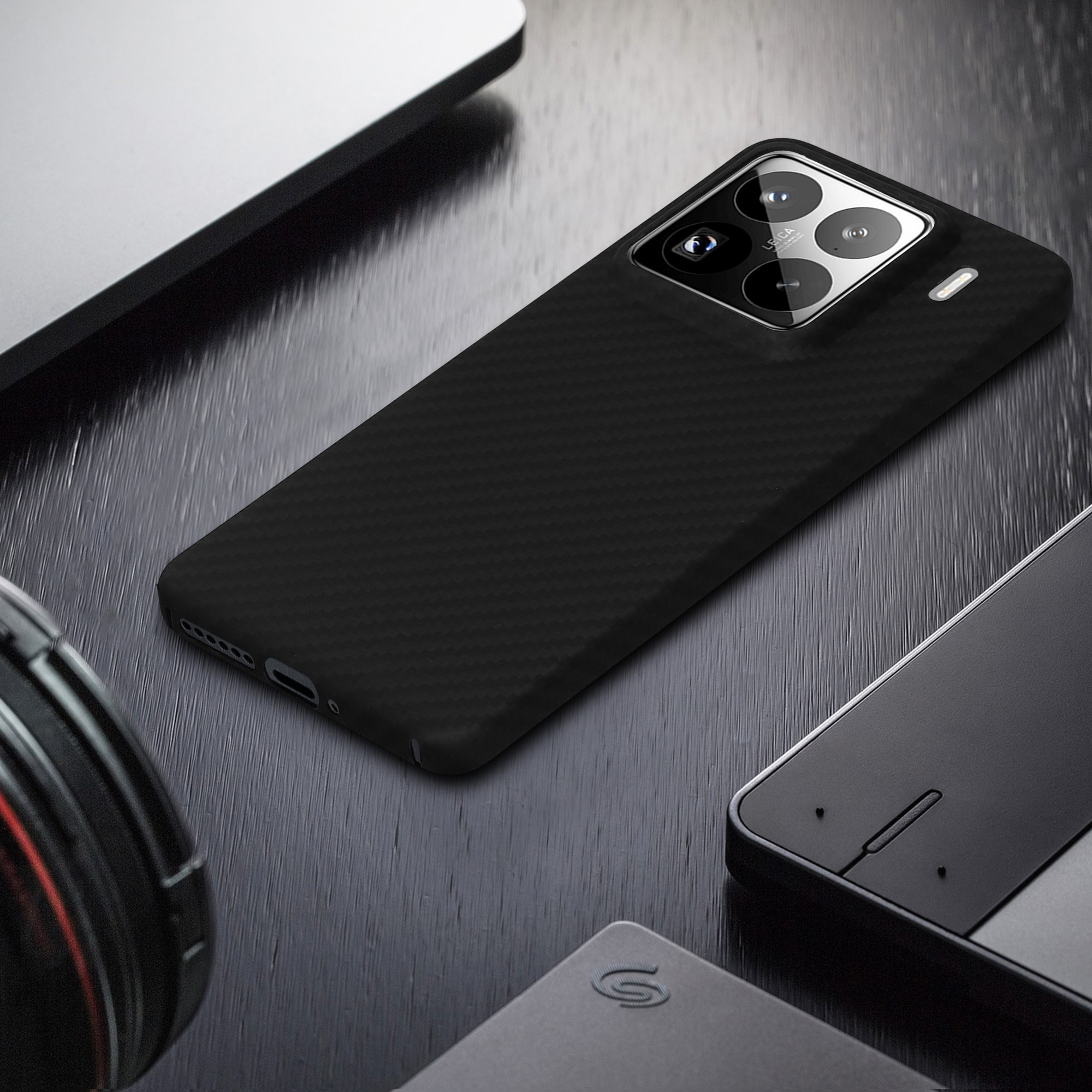 Kryt na mobil Xiaomi 15 Pro kalibri Aramid Fiber matná černá