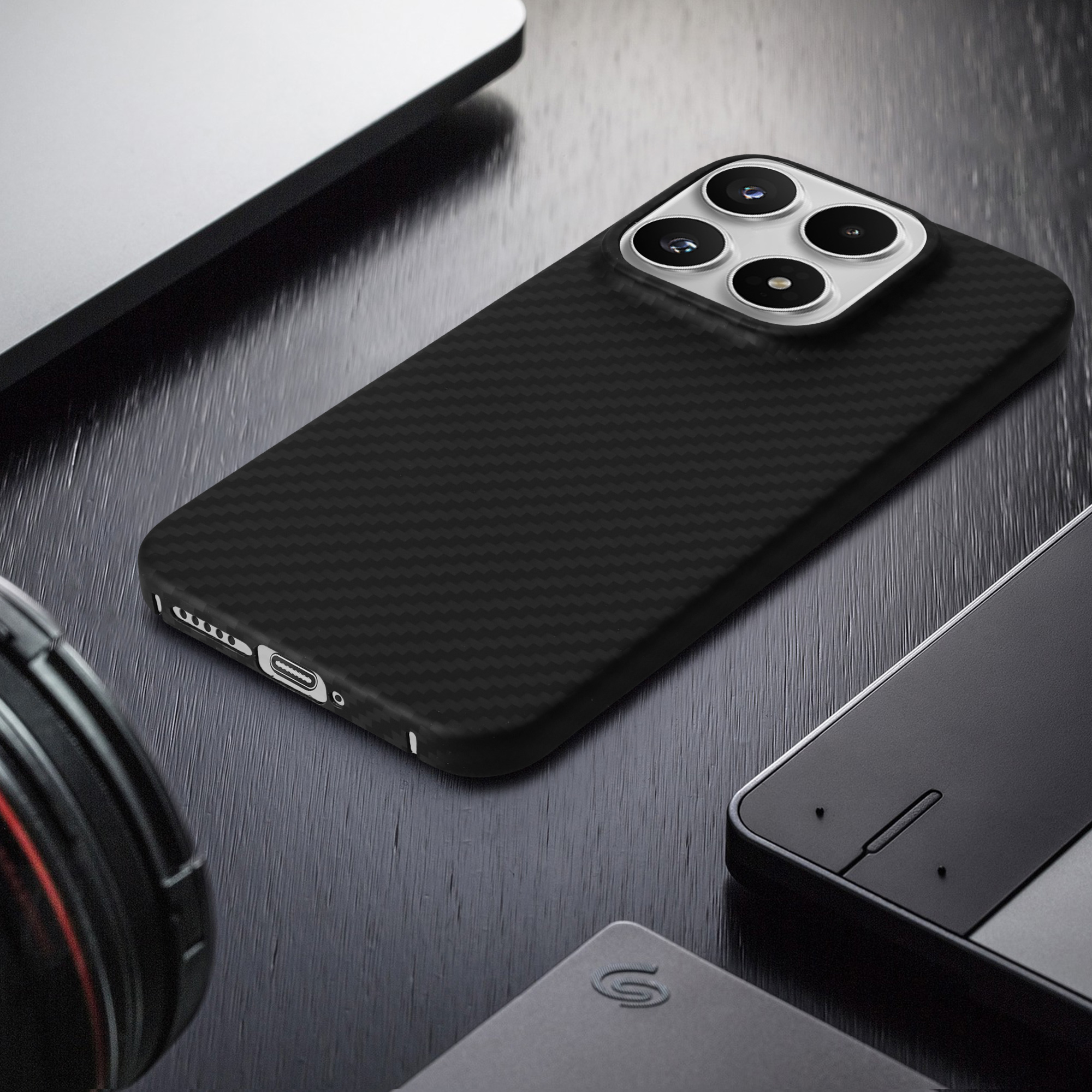 Pouzdro z aramidového vlákna pro Xiaomi 17 kalibri tenké - matná černá