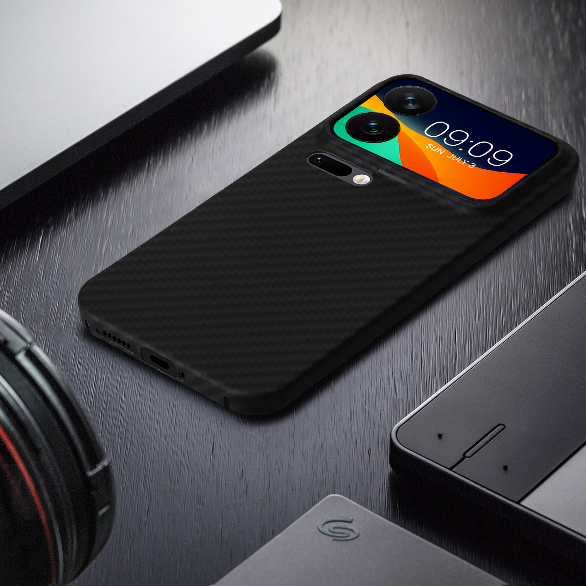 Pouzdro z aramidového vlákna pro Xiaomi 17 Pro kalibri tenké - matná černá