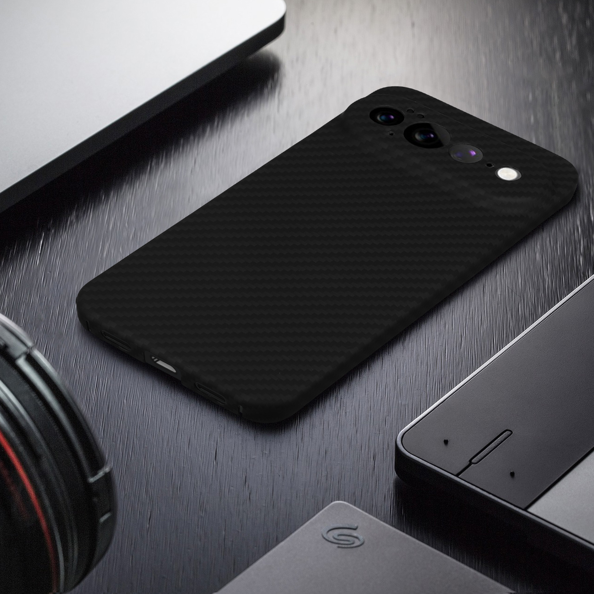 Pouzdro z aramidového vlákna pro Google Pixel 11 Pro XL kalibri tenké - matná černá