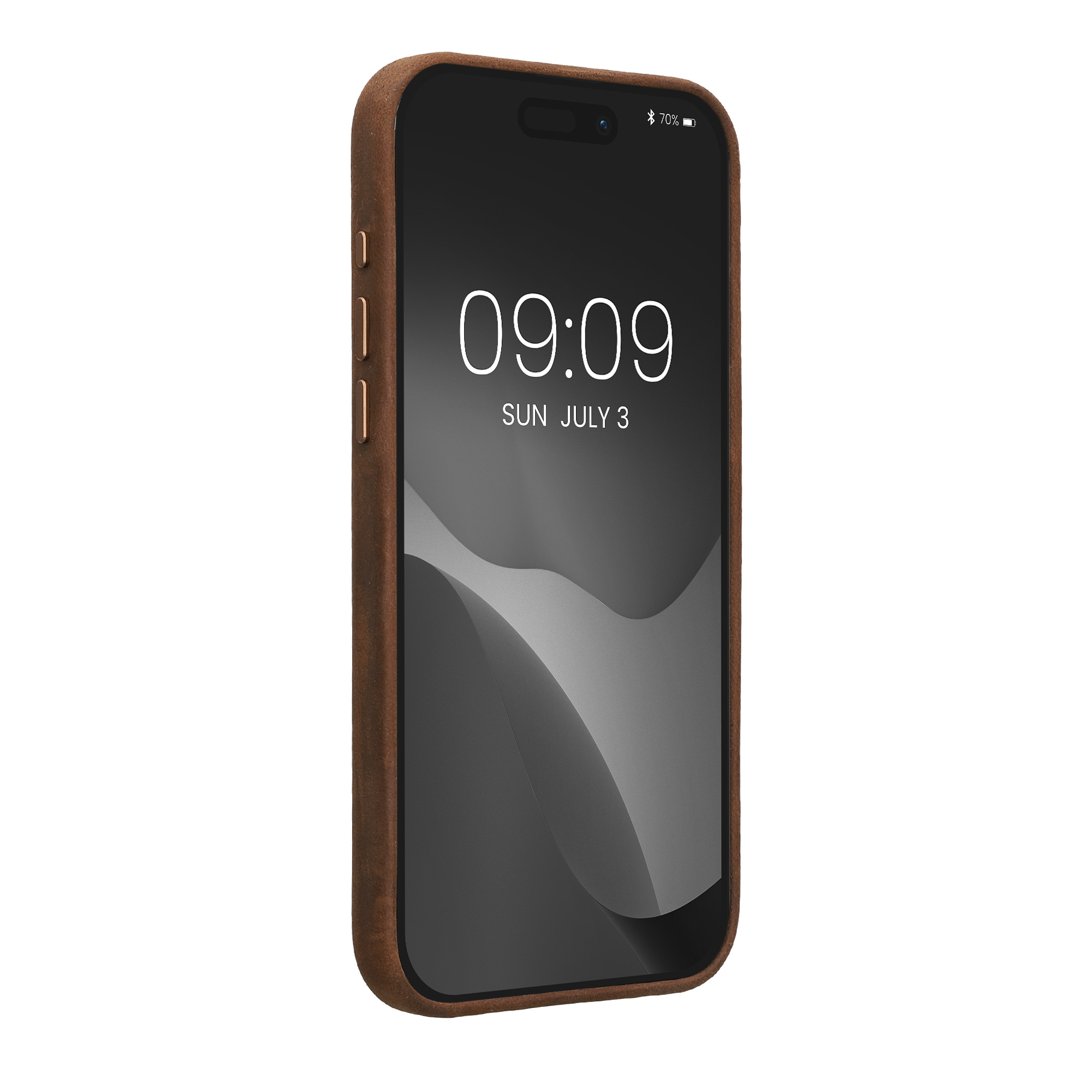 Kožený kryt kalibri pro iPhone 15 Pro Max - hnědá