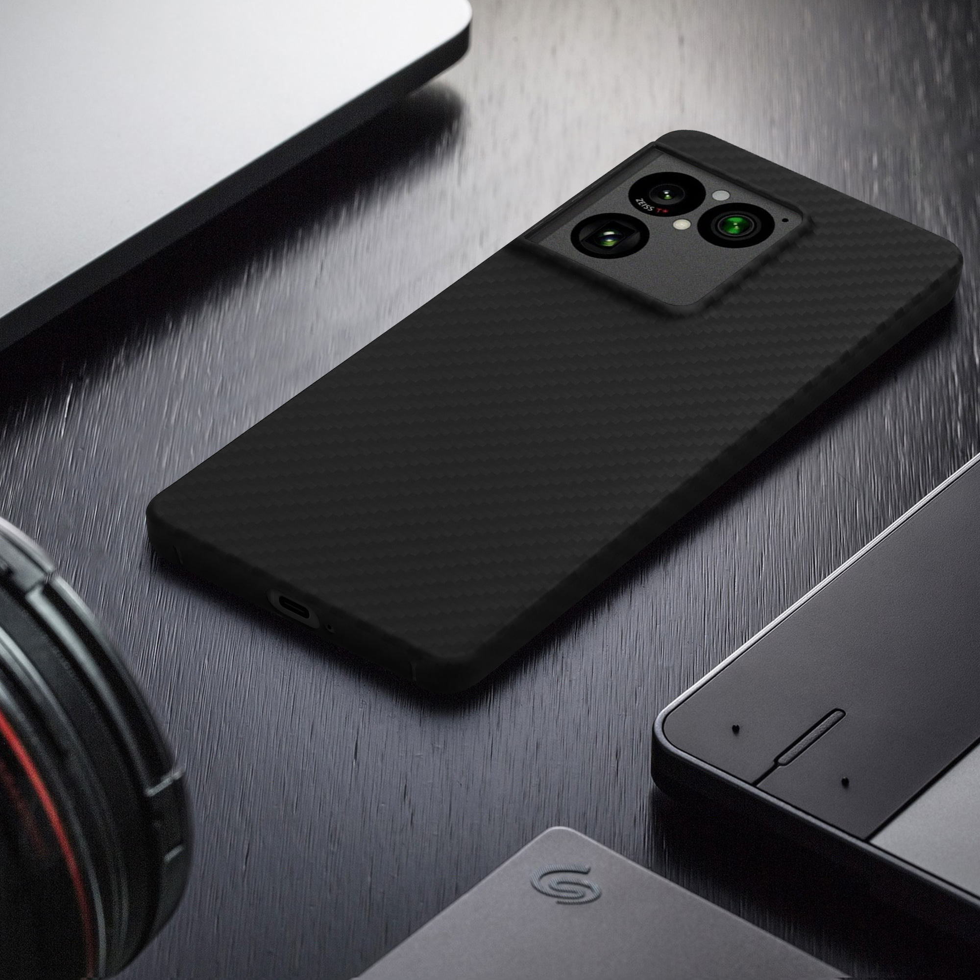 Pouzdro z aramidového vlákna pro Sony Xperia 1 VIII kalibri tenké - matná černá