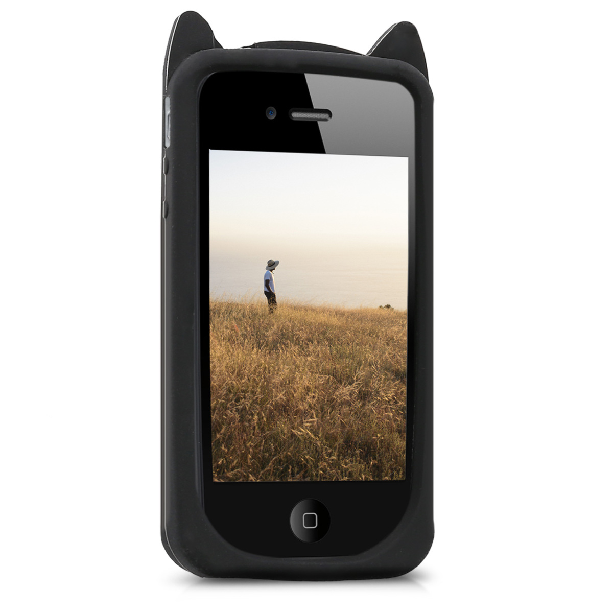 Silikonový kryt kwmobile pro Apple iPhone 4 / 4S - kočka, černá, bílá