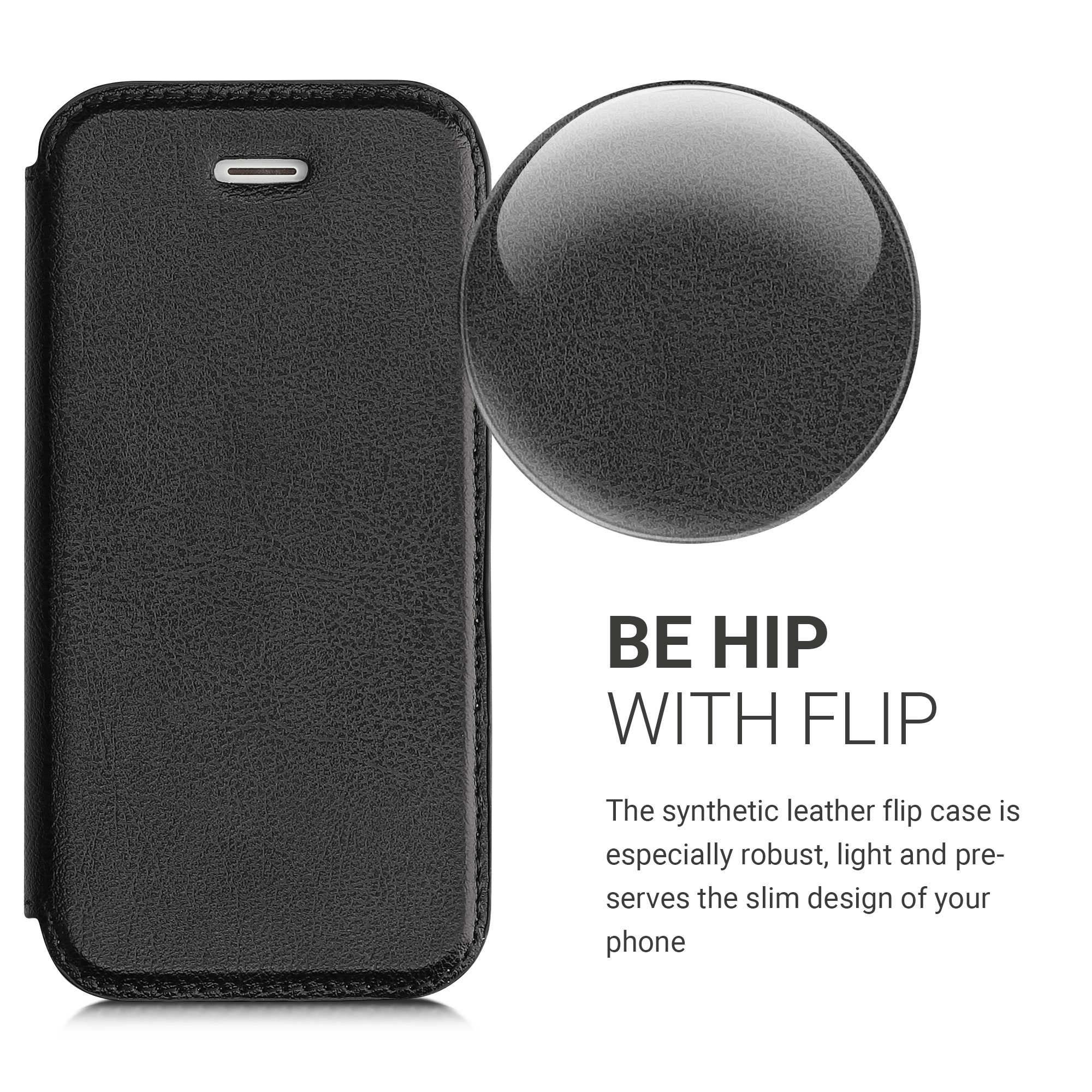 Flipové pouzdro kwmobile pro iPhone SE (1. generace 2016) / iPhone 5 / iPhone 5S - černá