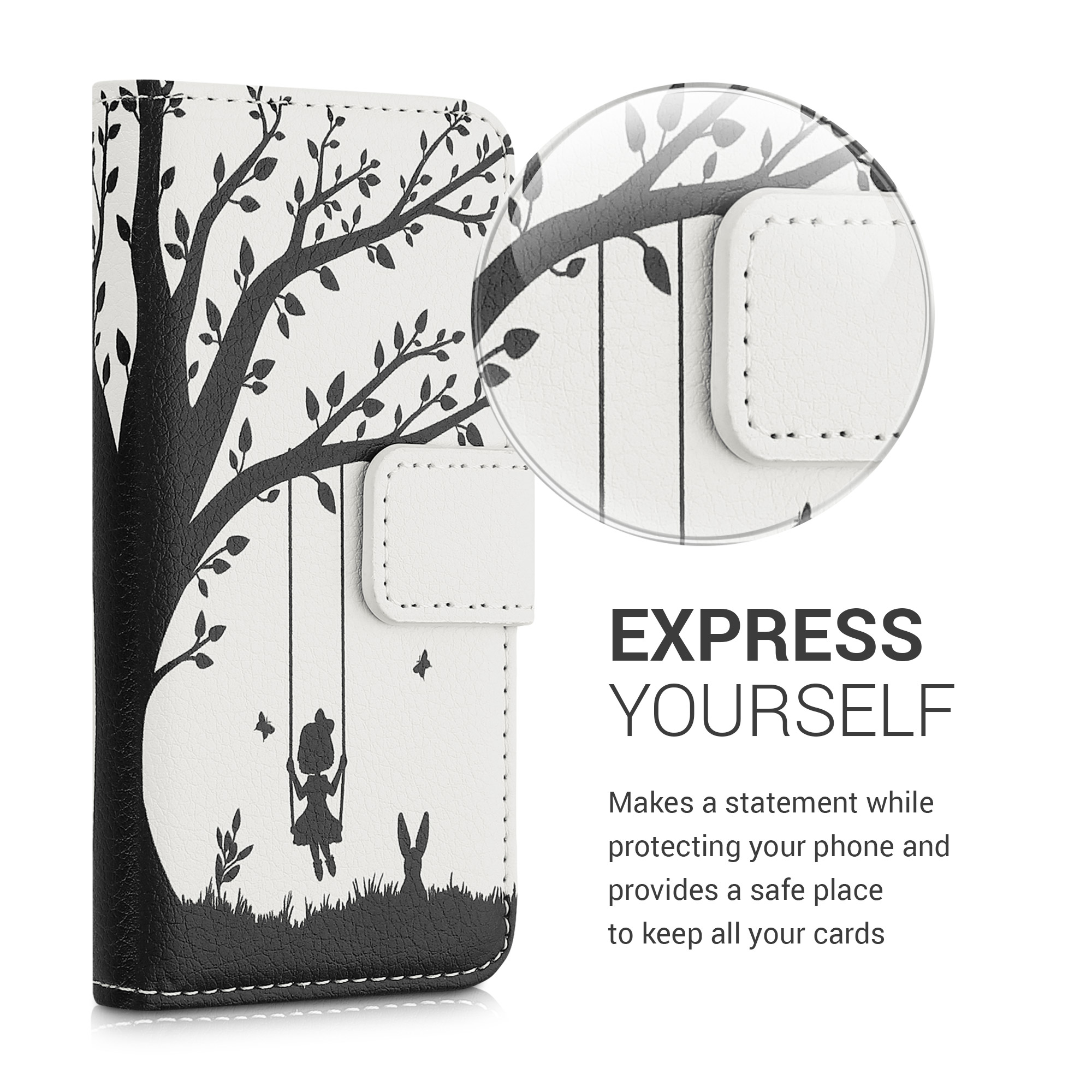 Flipové pouzdro kwmobile pro Apple iPhone SE (1.Gen 2016) / iPhone 5 / iPhone 5S - černá, bílá