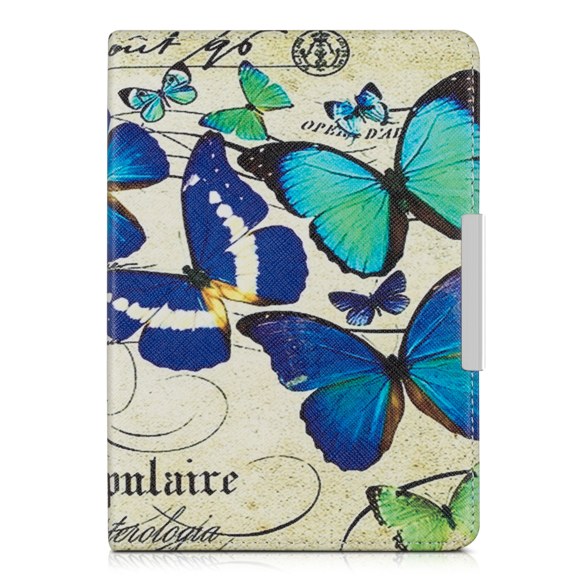 Pouzdro na čtečku Tolino Shine (2013) kwmobile - vintage butterflies / modrá / mátová / béžová