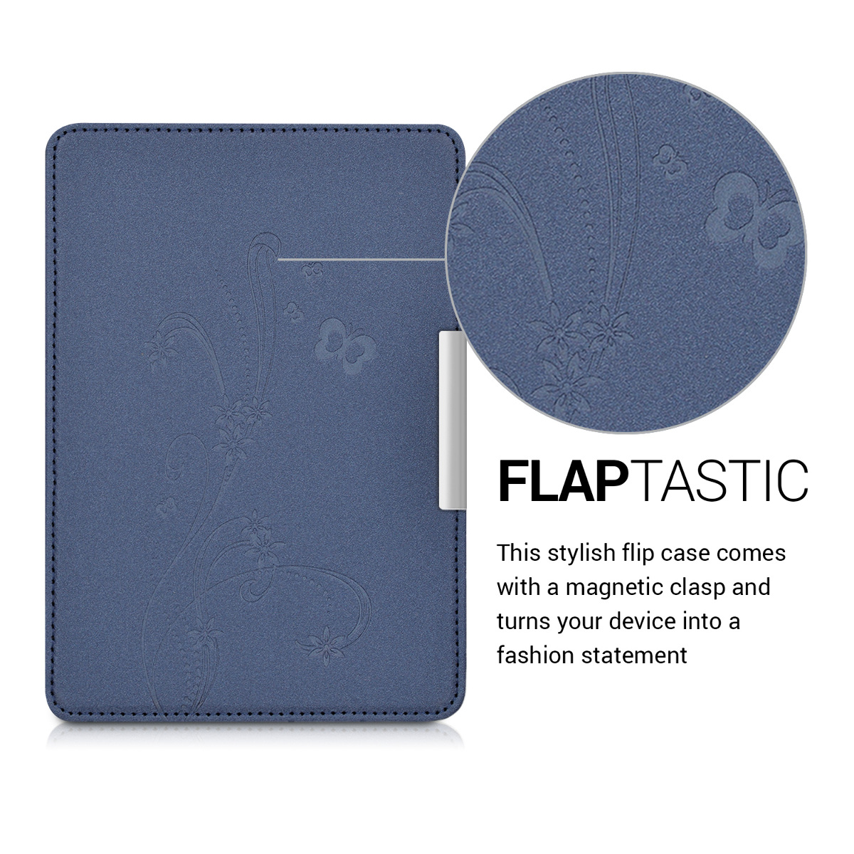 Pouzdro na čtečku kwmobile Kindle Paperwhite - Butterfly Tendril - tmavě modrá