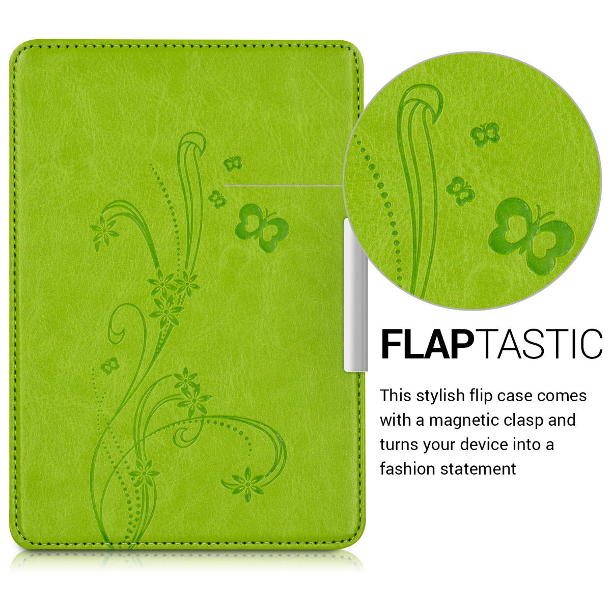 Pouzdro na čtečku kwmobile Kindle Paperwhite - Butterfly Tendril - světle zelená