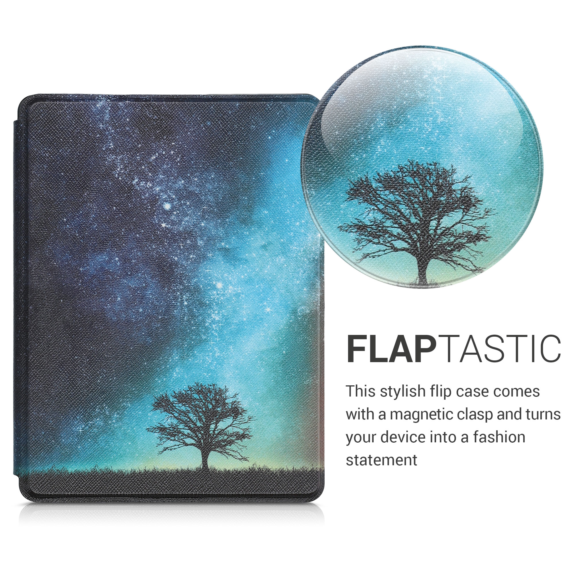 Pouzdro na čtečku kwmobile pro Kobo Glo HD / Touch 2.0 - Cosmic Nature Blue / šedá / černá