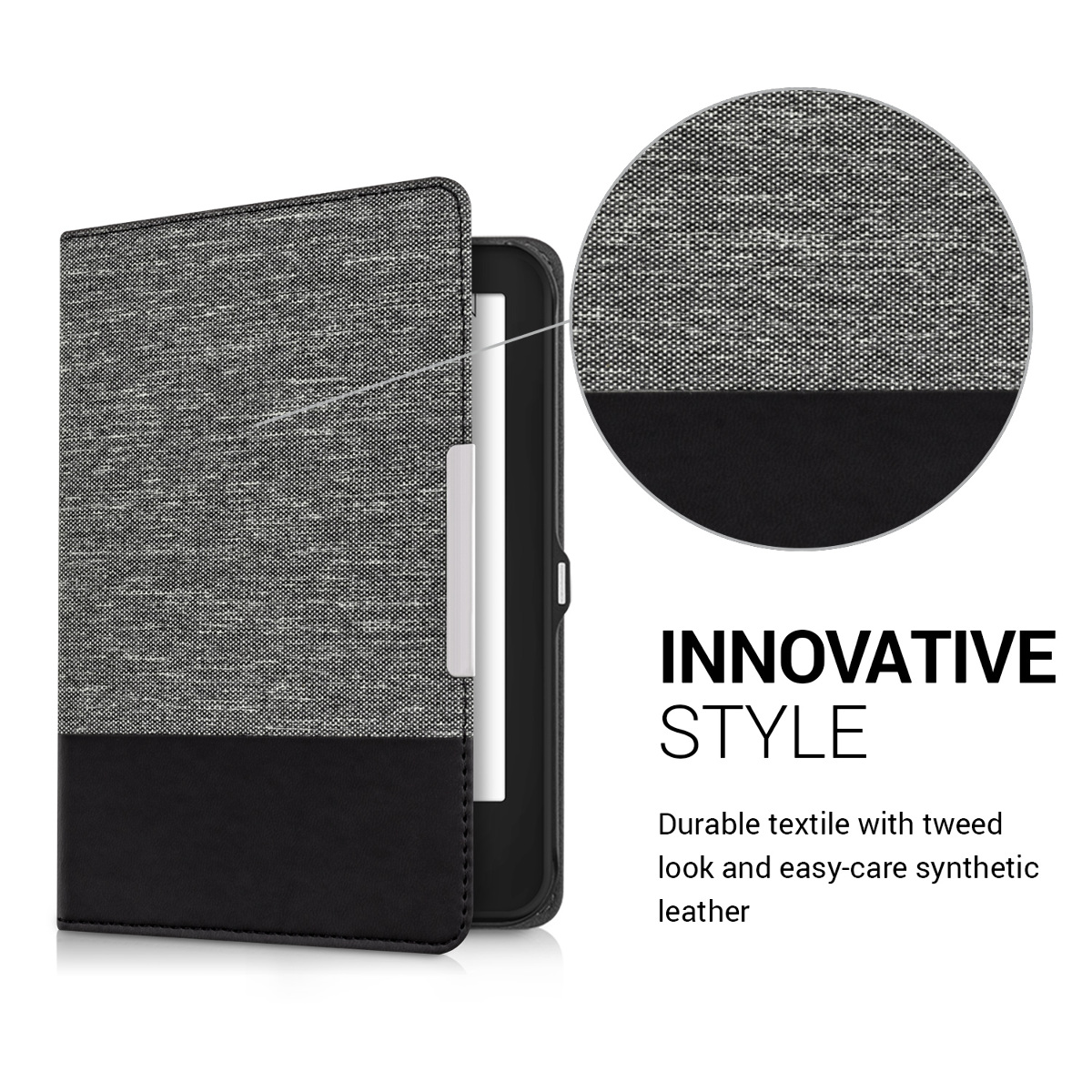 Pouzdro pro Tolino Shine 2 HD kwmobile z eko kůže - tmavě šedá / černá