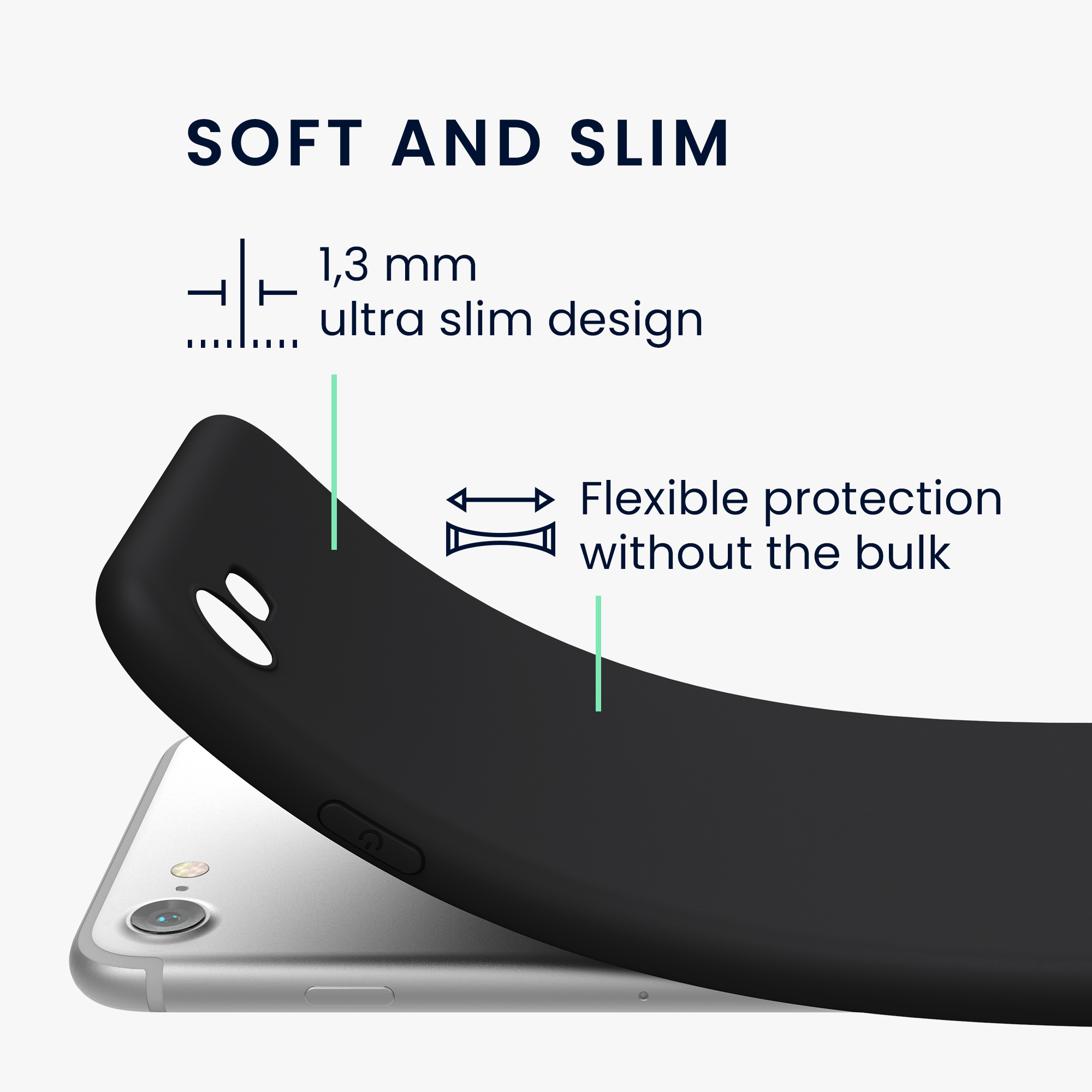Silikonový TPU kryt kwmobile pro iPhone SE 2022/2020/8/7 - černá matná