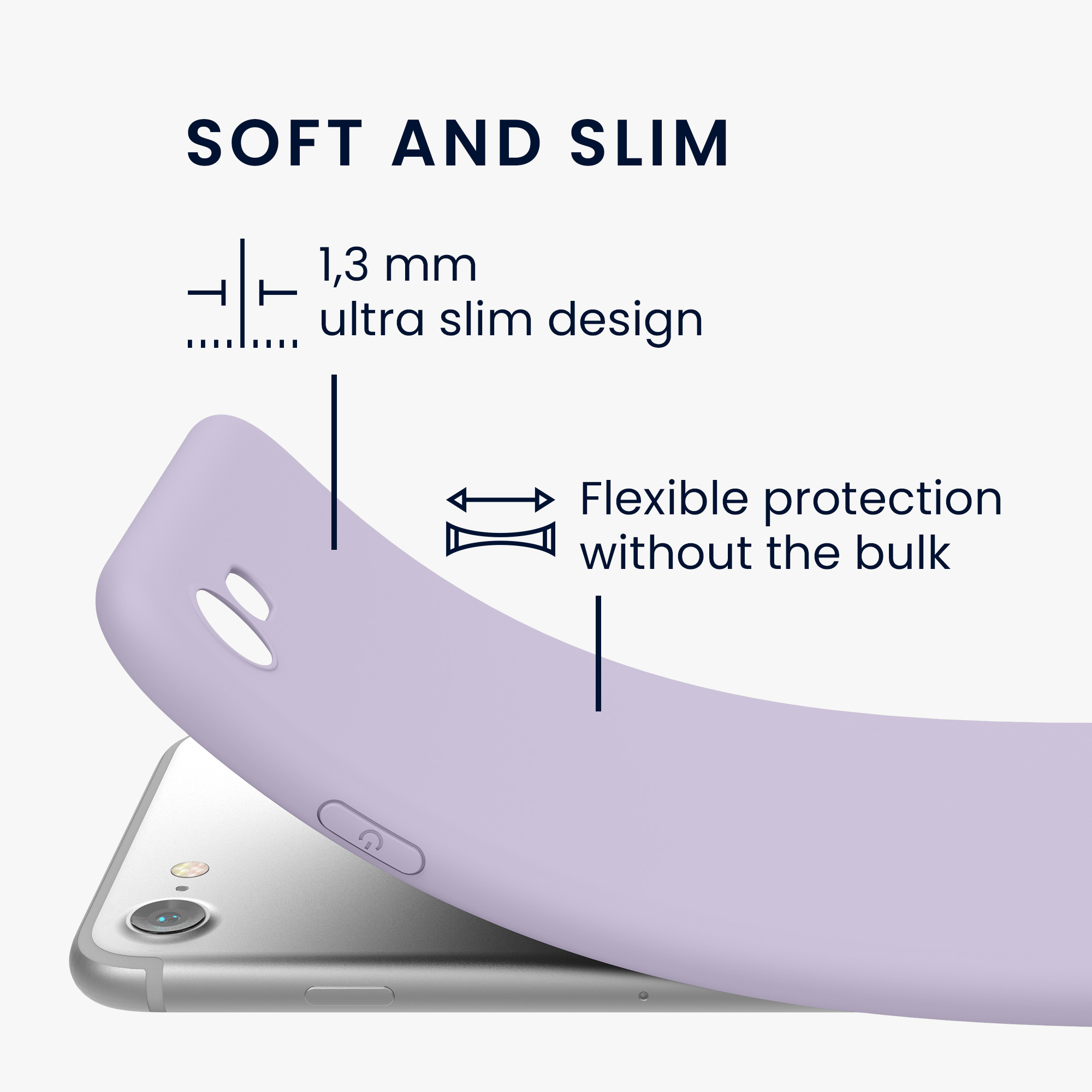 Silikonový TPU kryt kwmobile pro iPhone SE 2022/2020/8/7 - levandulová