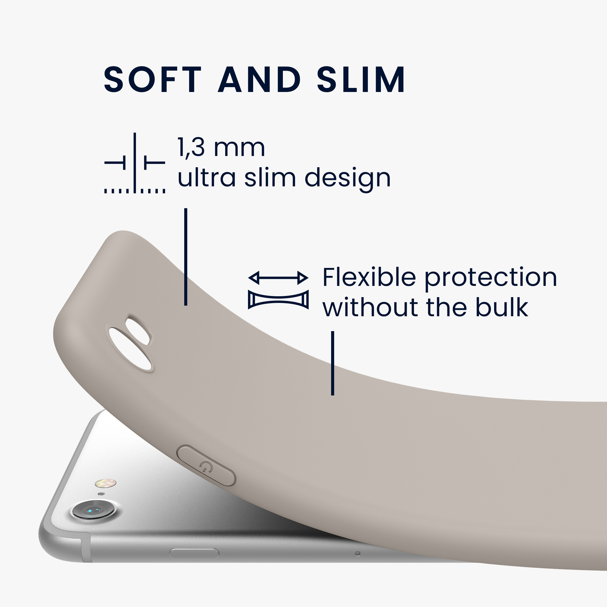 Silikonový TPU kryt kwmobile pro iPhone SE 2022/2020/8/7 - krémová matná