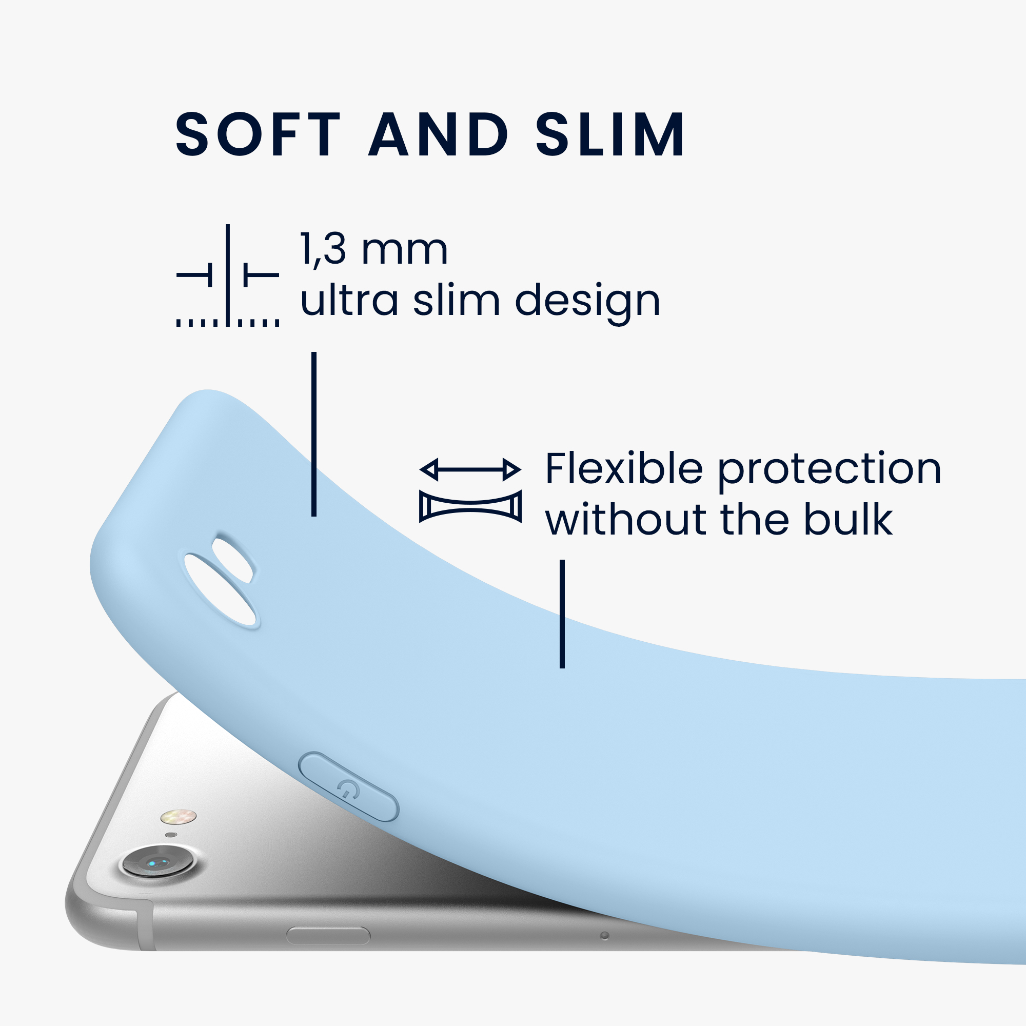 Silikonový TPU kryt kwmobile pro iPhone SE 2022/2020/8/7 - světle modrá matná