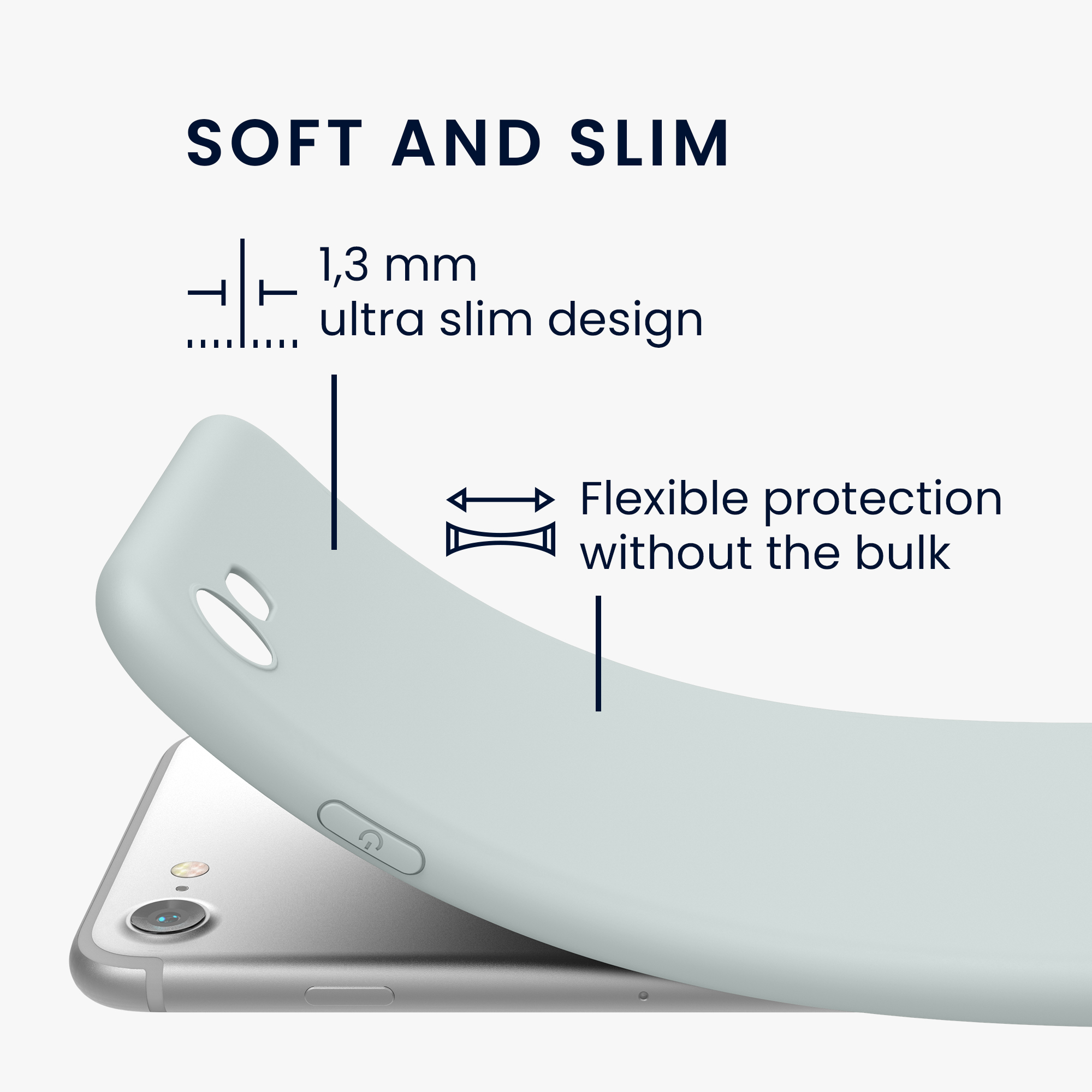 Silikonový TPU kryt kwmobile pro iPhone SE 2022/2020/8/7 - světle šedá matná