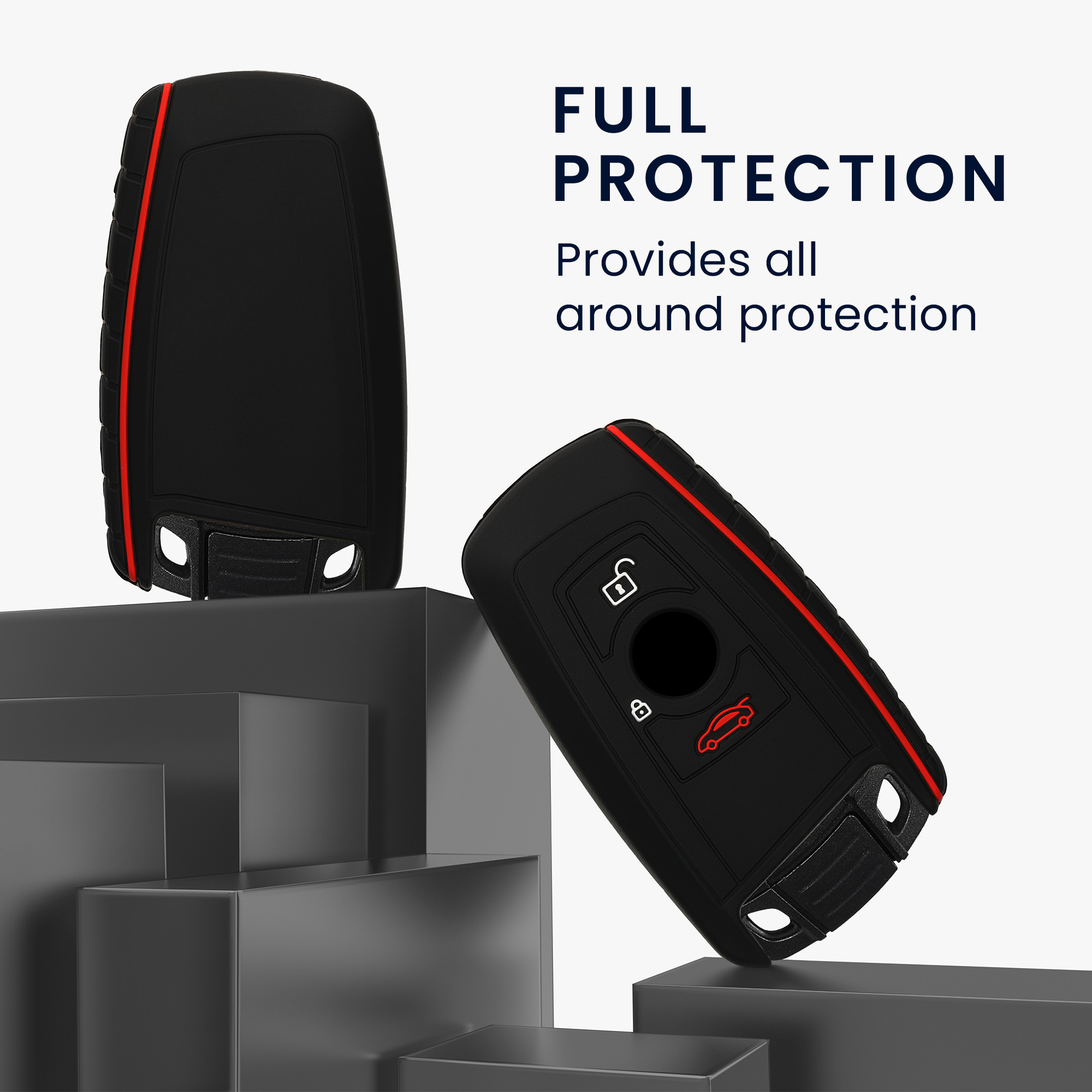 Tpu pouzdro na klíč od auta BMW 3 tlačítka Keyless Go Anti-Slip matně černo-červené