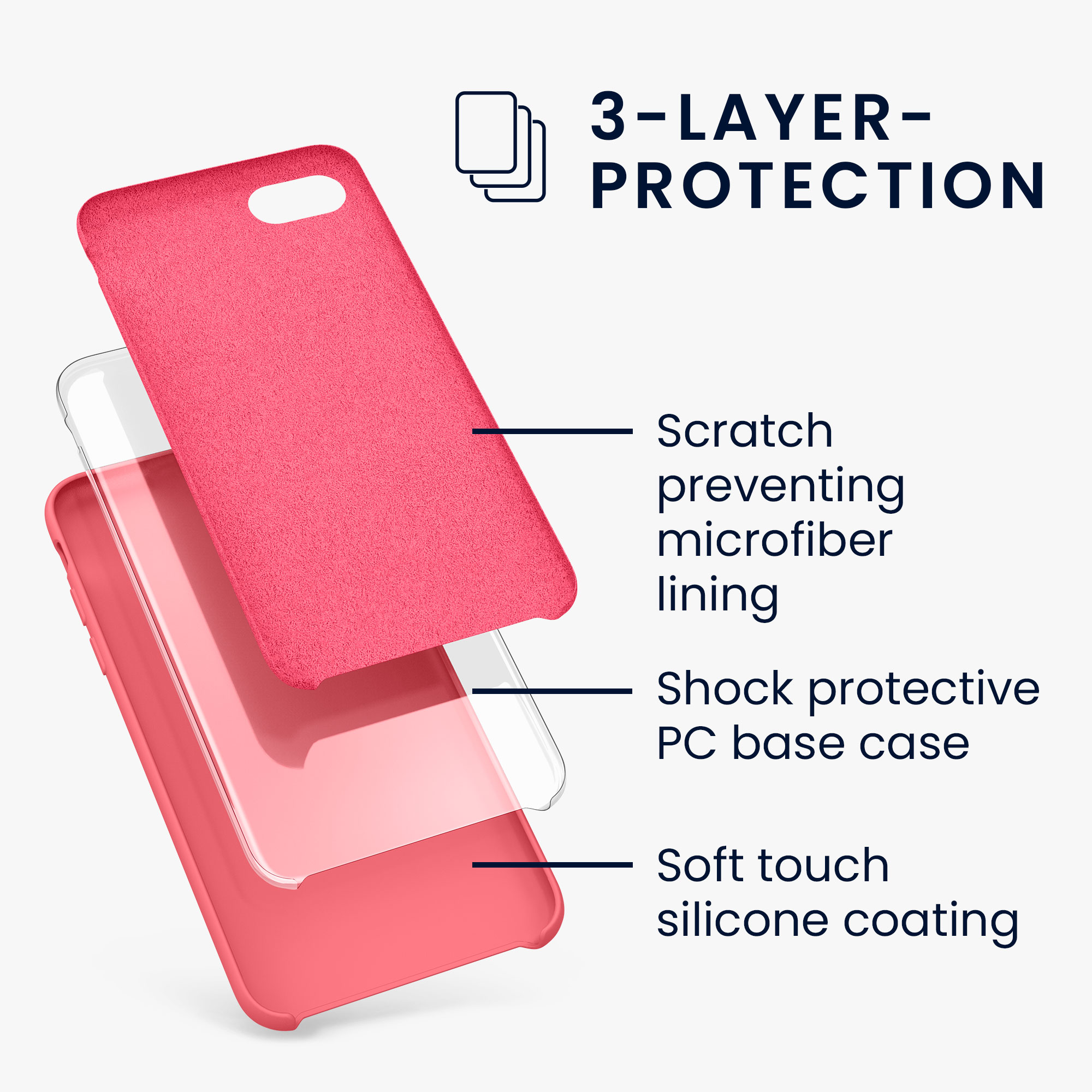 Silikonový TPU kryt kwmobile pro iPhone SE 2022/2020/8/7 - neonově korálová