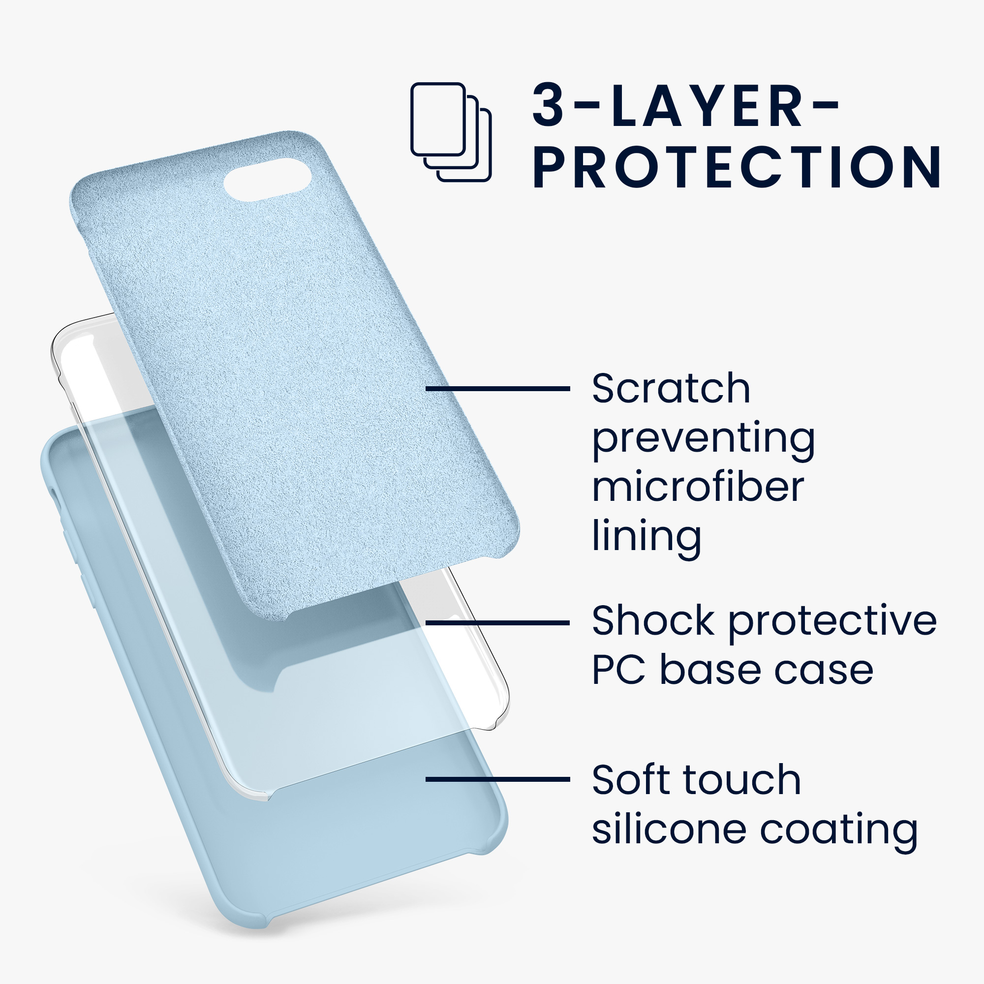 Silikonový TPU kryt kwmobile pro iPhone SE 2022/2020/8/7 - pastelově modrá