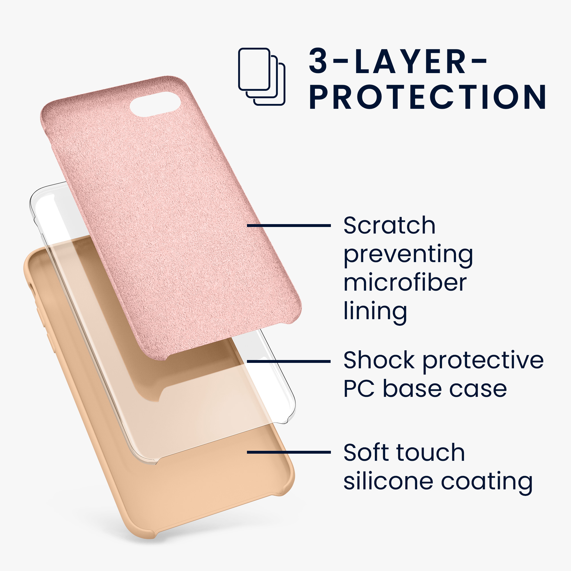 Silikonový TPU kryt kwmobile pro iPhone SE 2022/2020/8/7 - broskvová