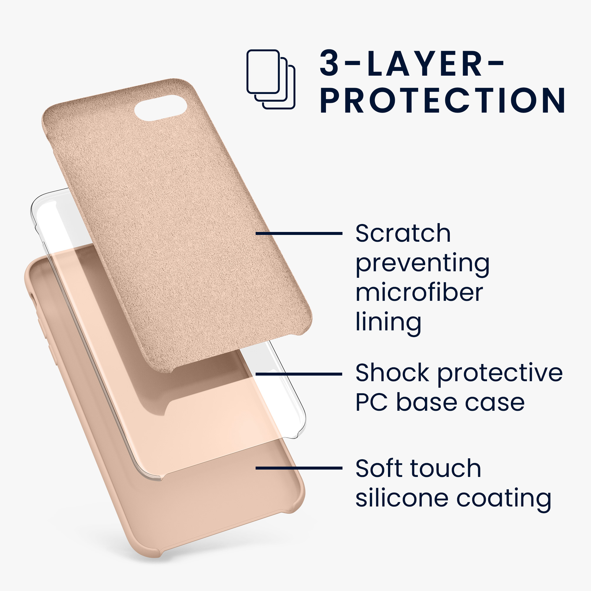 Silikonový TPU kryt kwmobile pro iPhone SE 2022/2020/8/7 - pudrově růžová