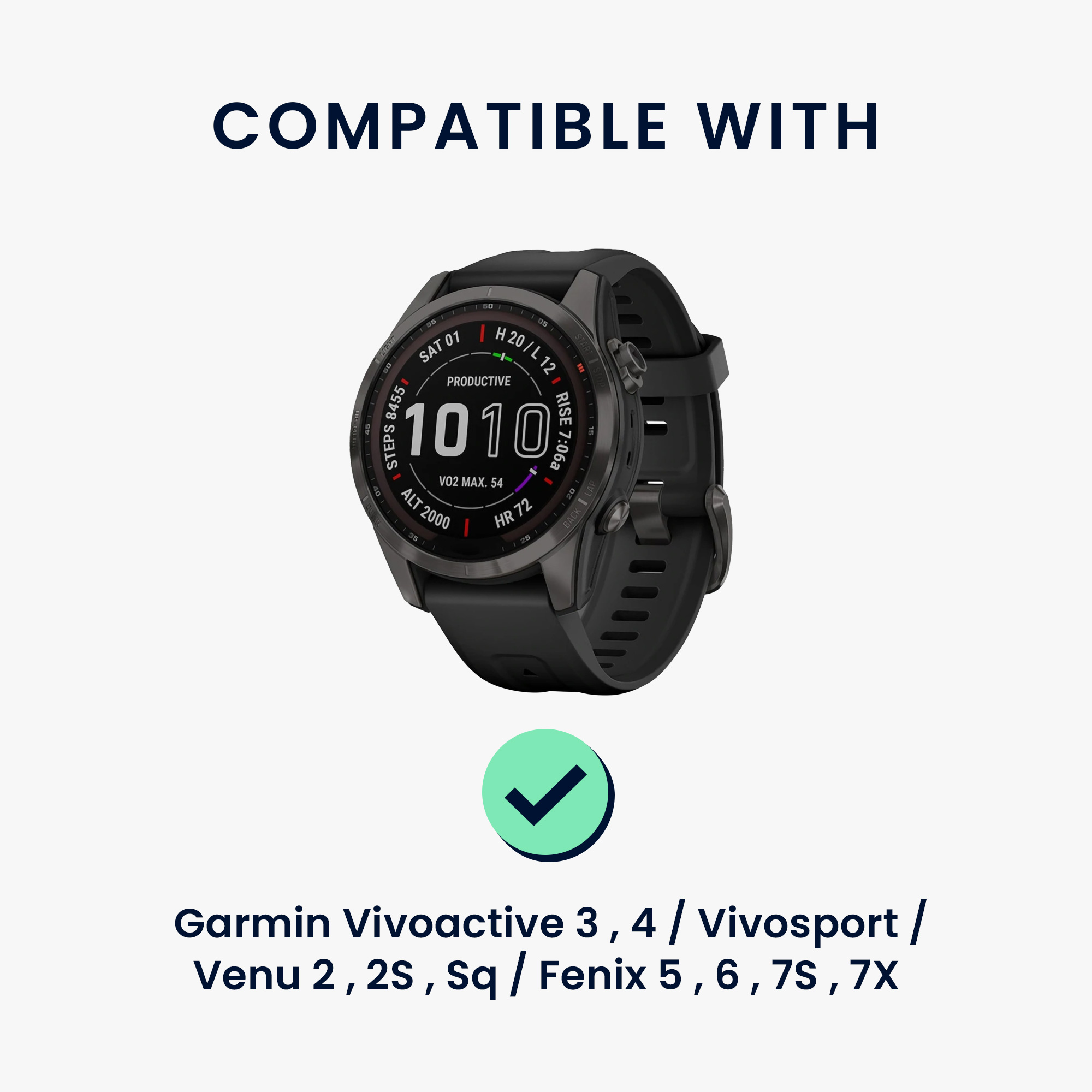 Nabíjecí kabel kwmobile pro Garmin Vivoactive 3/4, Vivosport, Venu 2/Sq, Fenix 5/6/7 - černá