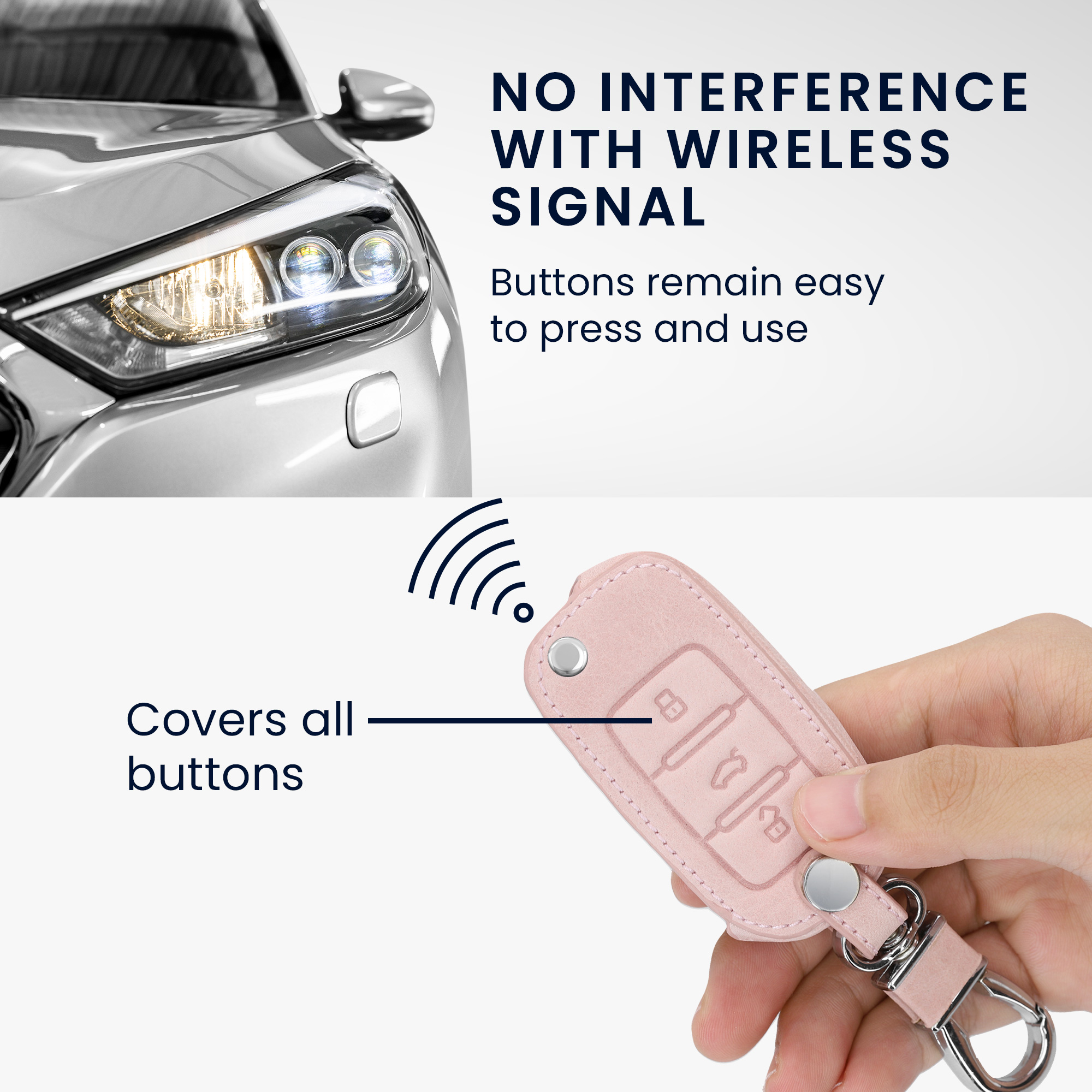 Pouzdro na klíč od auta kwmobile pro VW / Škoda / SEAT 3 tlačítkový klíč - růžově zlatá