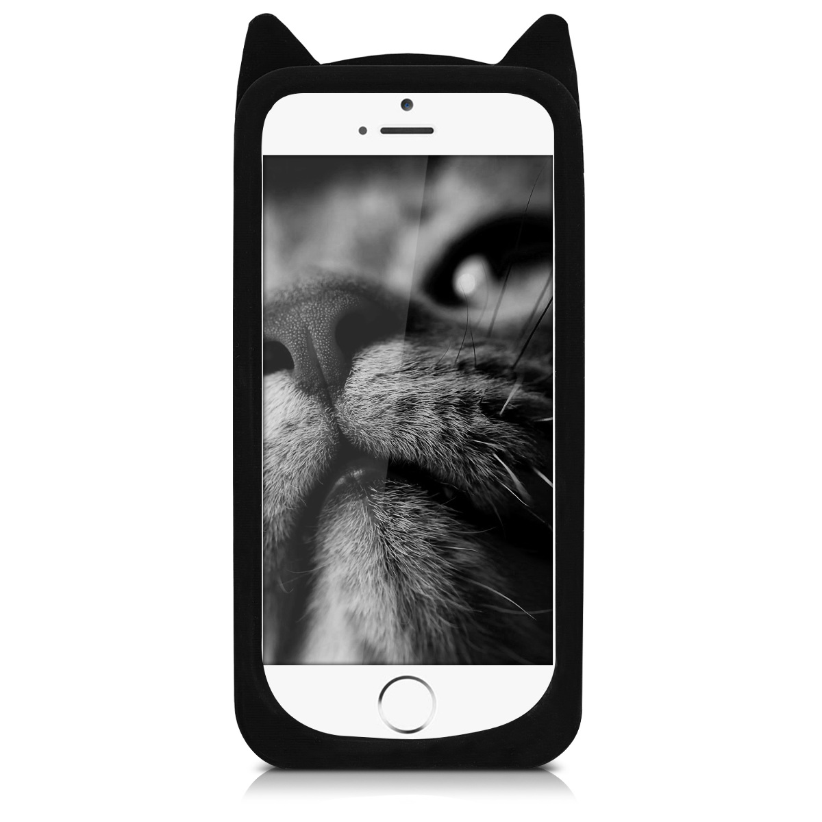Silikonový kryt kwmobile pro Apple iPhone SE (1.Gen 2016) / iPhone 5 / iPhone 5S - kočka, černá, bílá