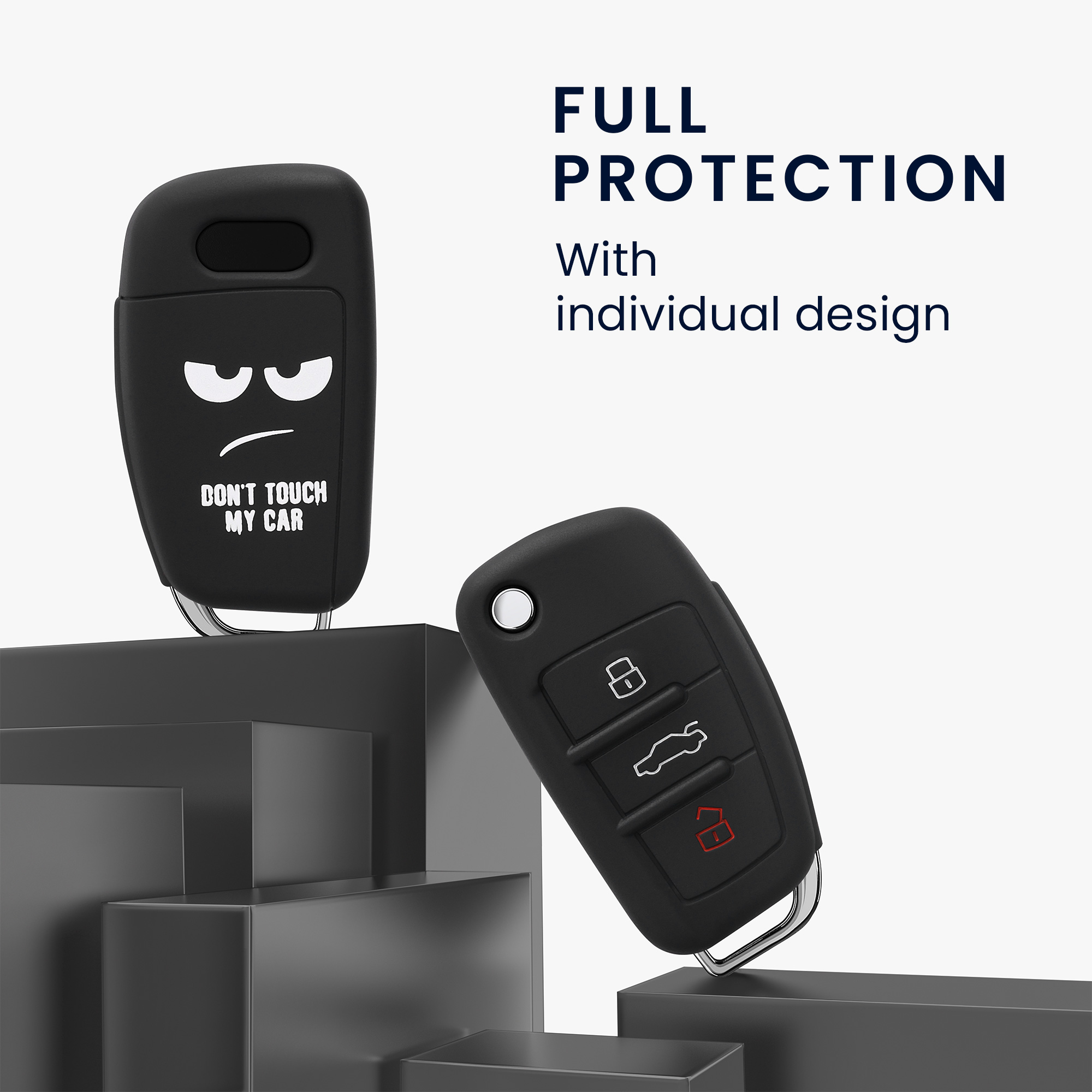 Silikonové pouzdro na klíč od auta Audi Flip Key Anti-Slip bílo-černé