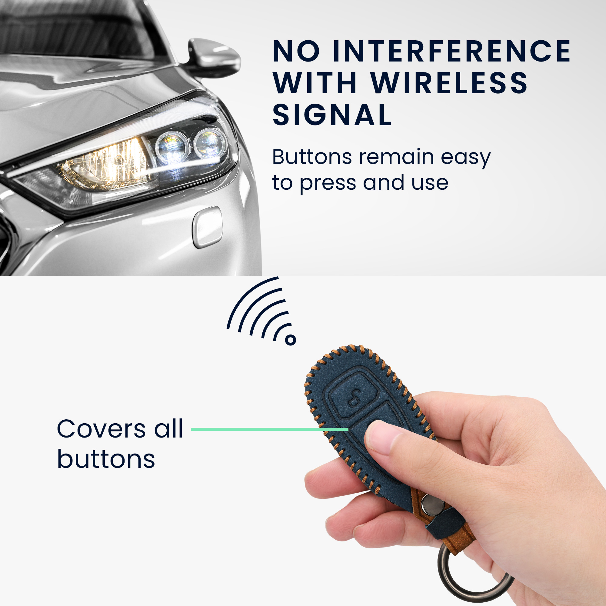 Kryt klíče Ford 3 tlačítka Keyless Go kwmobile námořnická / světl