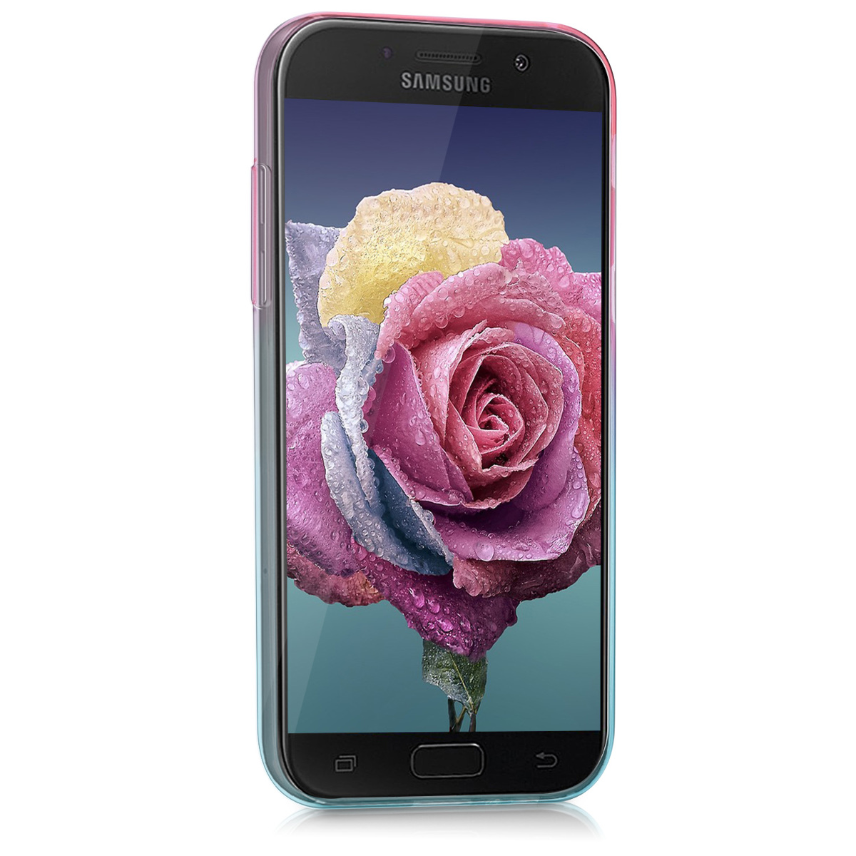 Průhledný gradient kryt na mobil Samsung Galaxy A5 (2017) kwmobile bicolor Bicolor - tmavě růžová / modrá / transparentní