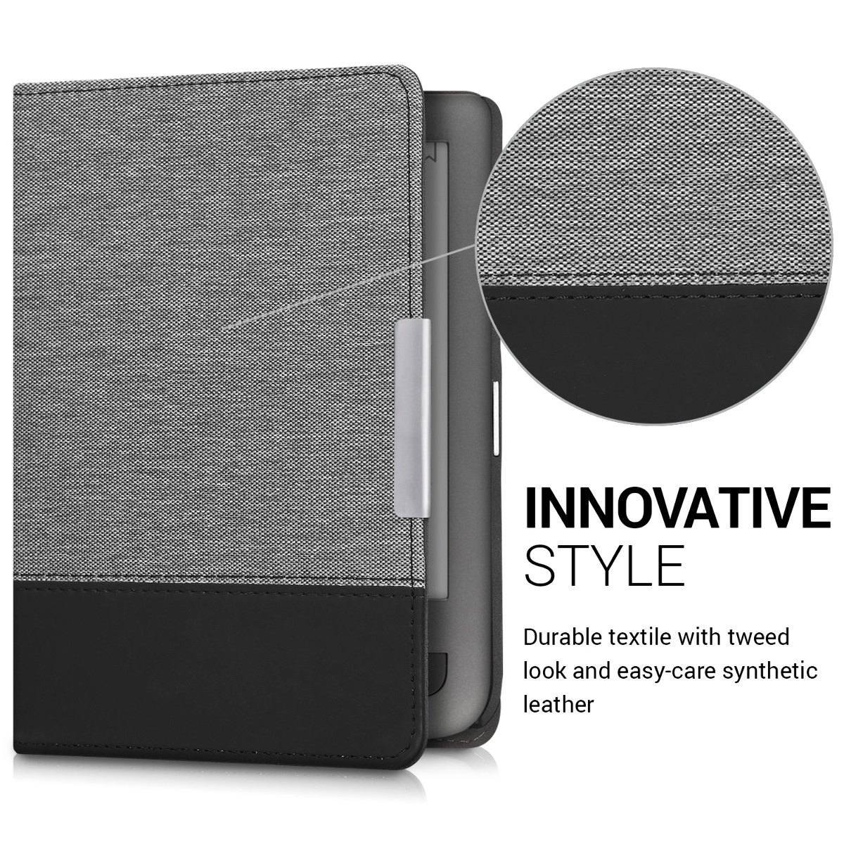 Pouzdro na čtečku Pocketbook Touch Lux 3/Basic Lux/Basic Touch 2 kwmobile - šedá/černá