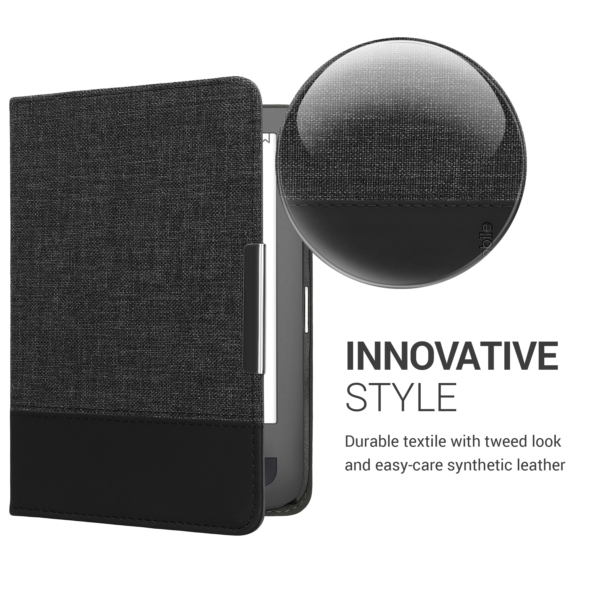 Pouzdro na čtečku Pocketbook Touch Lux 3/Basic Lux/Basic Touch 2 kwmobile - antracitová/černá