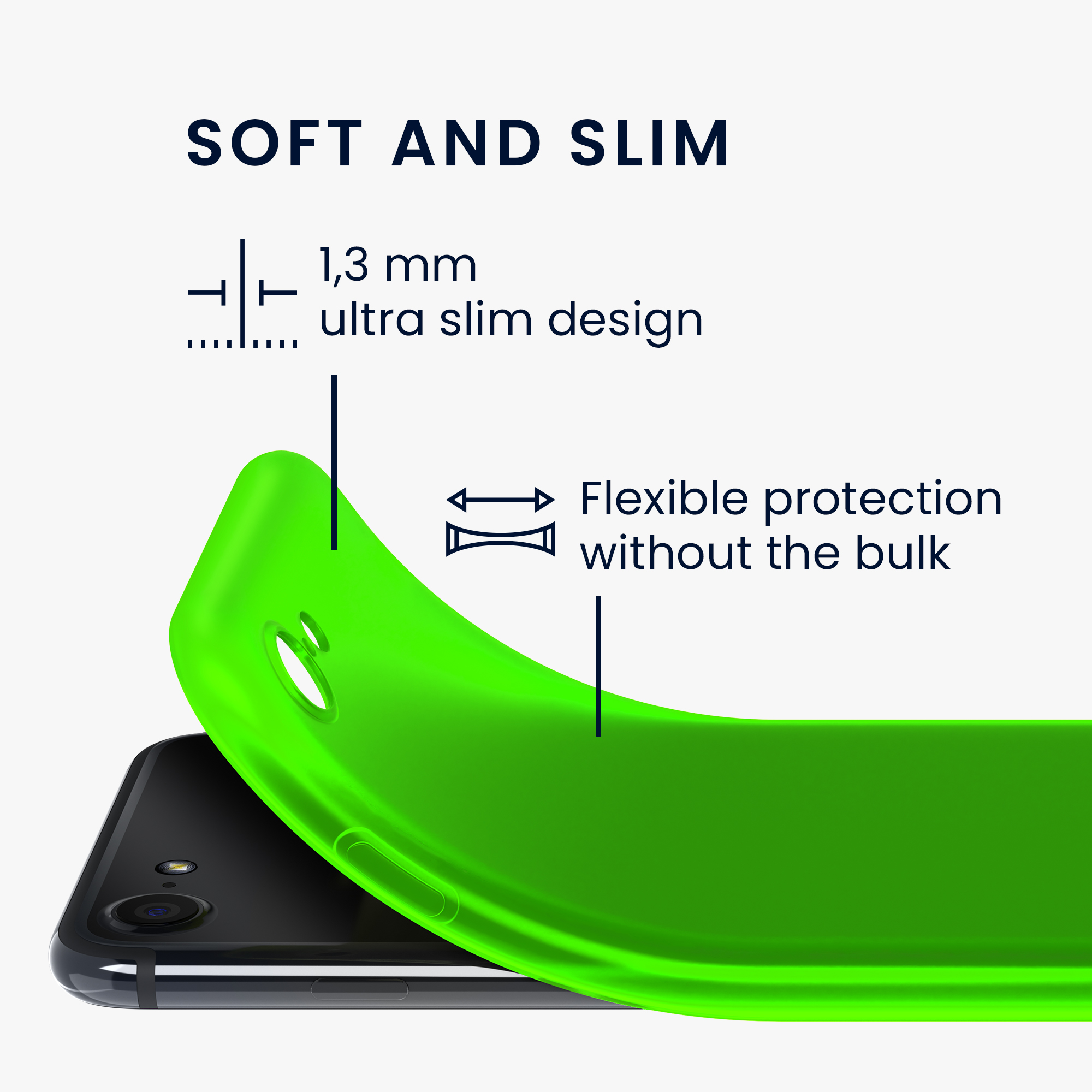 Silikonový TPU kryt kwmobile pro iPhone SE 2022/2020/8/7 - neonově zelená