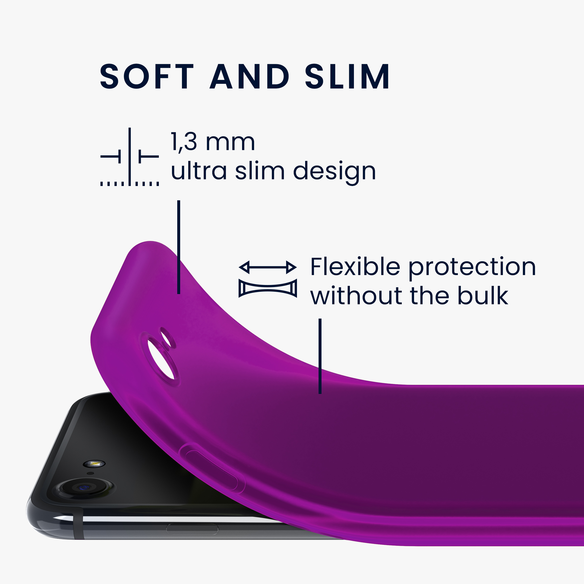 Silikonový TPU kryt kwmobile pro iPhone SE 2022/2020/8/7 - neonově fialová