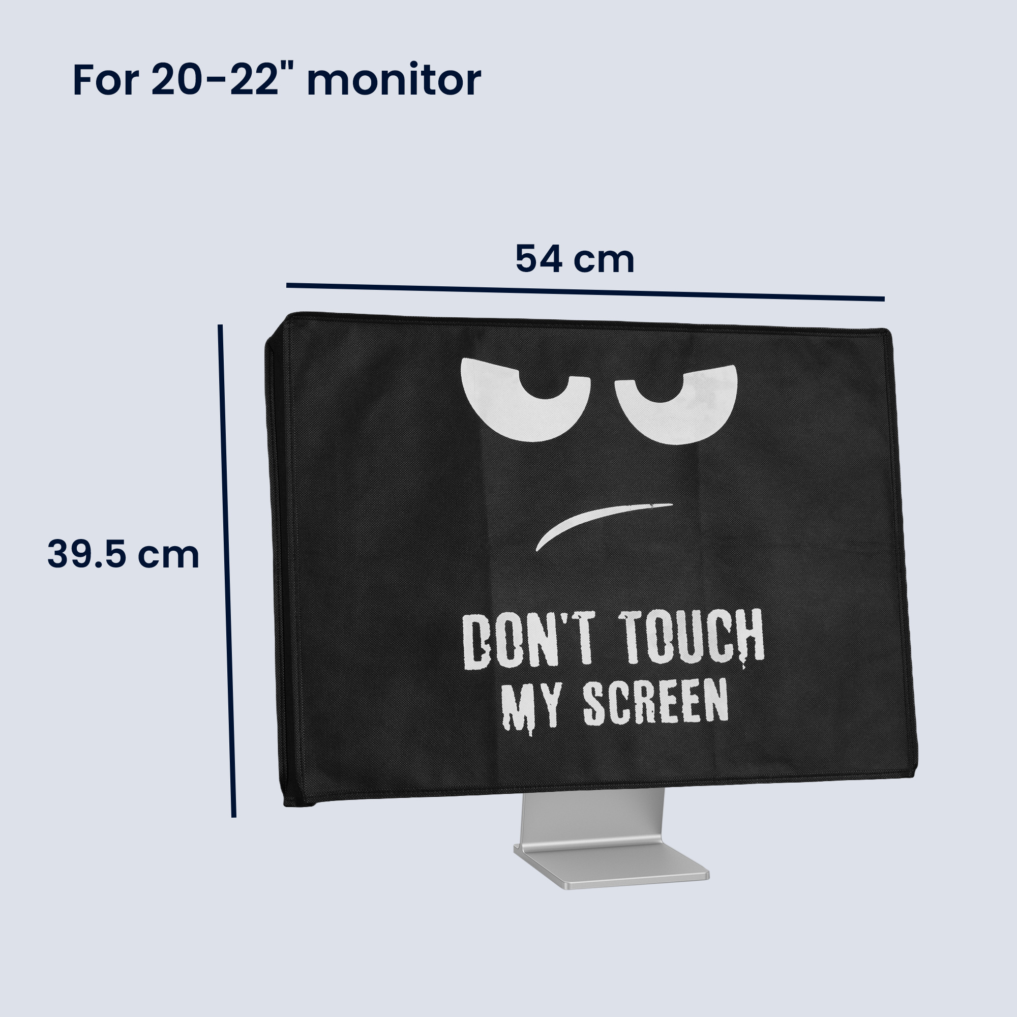 Kryt na monitor počítače pro 20-22" monitor kwmobile - „nesahej na můj displej“ bílá / černá