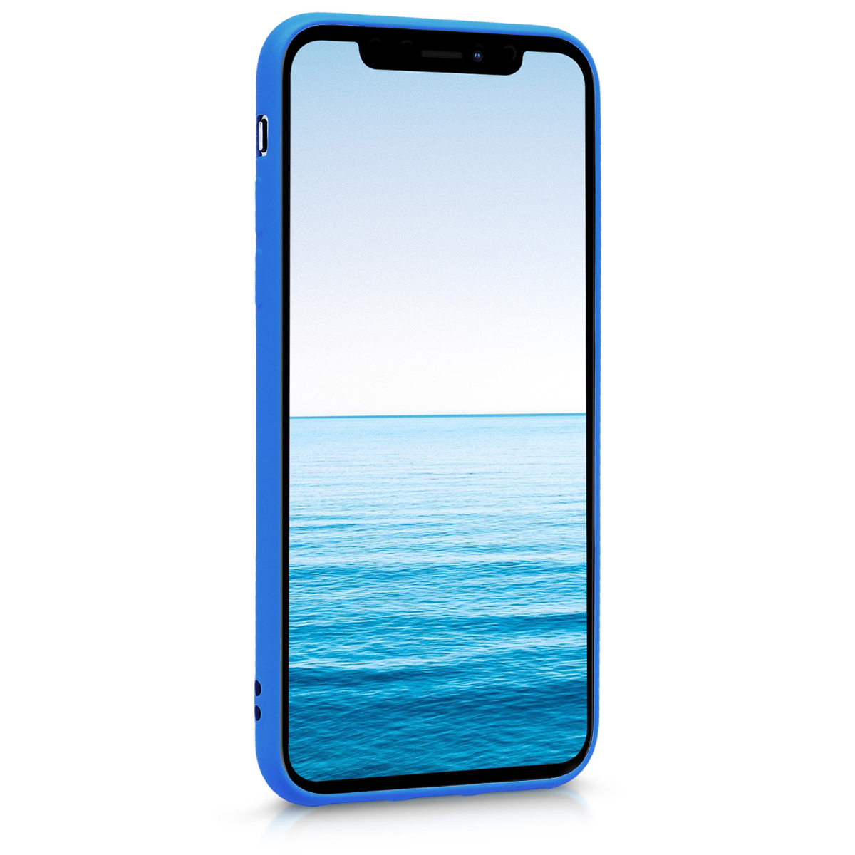 Silikonový kryt na mobil kwmobile pro Apple iPhone X - neonově modrá