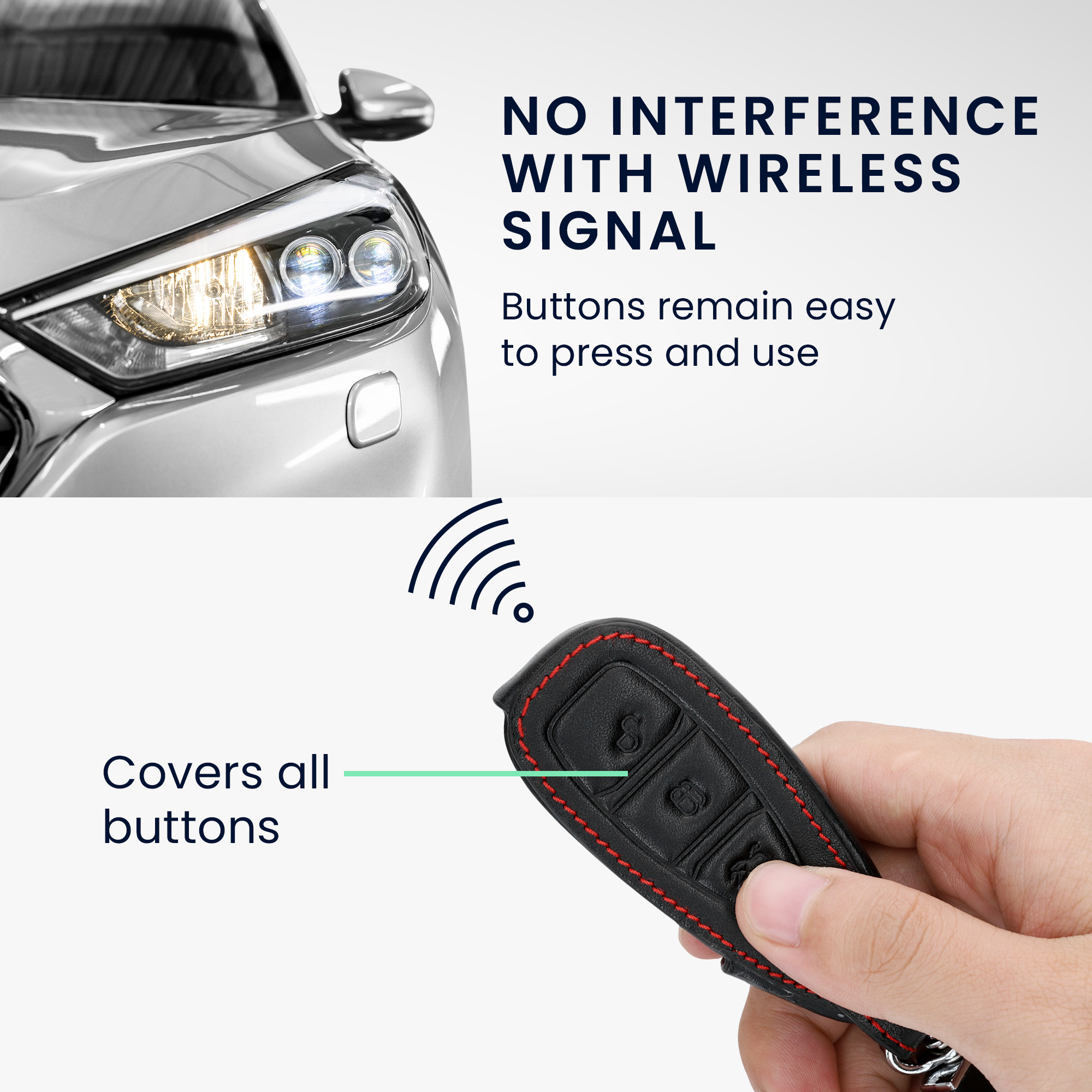 Kryt klíče Ford 3 tlačítka Keyless Go kwmobile bílá / černá