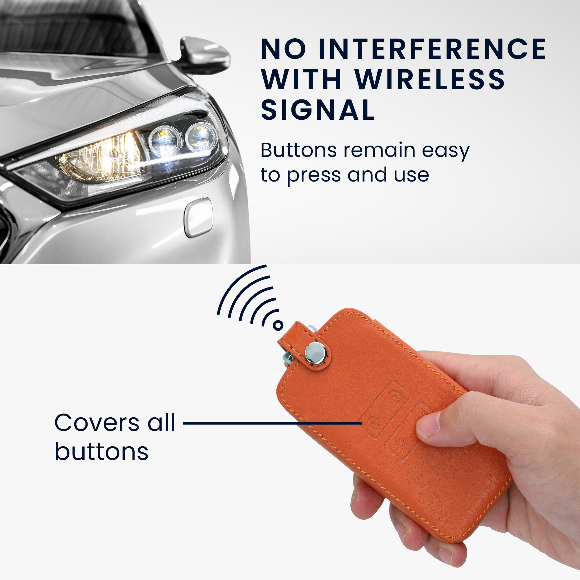 Obal na klíč od auta pro Renault chytrý klíč se 4 tlačítky kwmobile skořepinové z eko kůže - oranžová