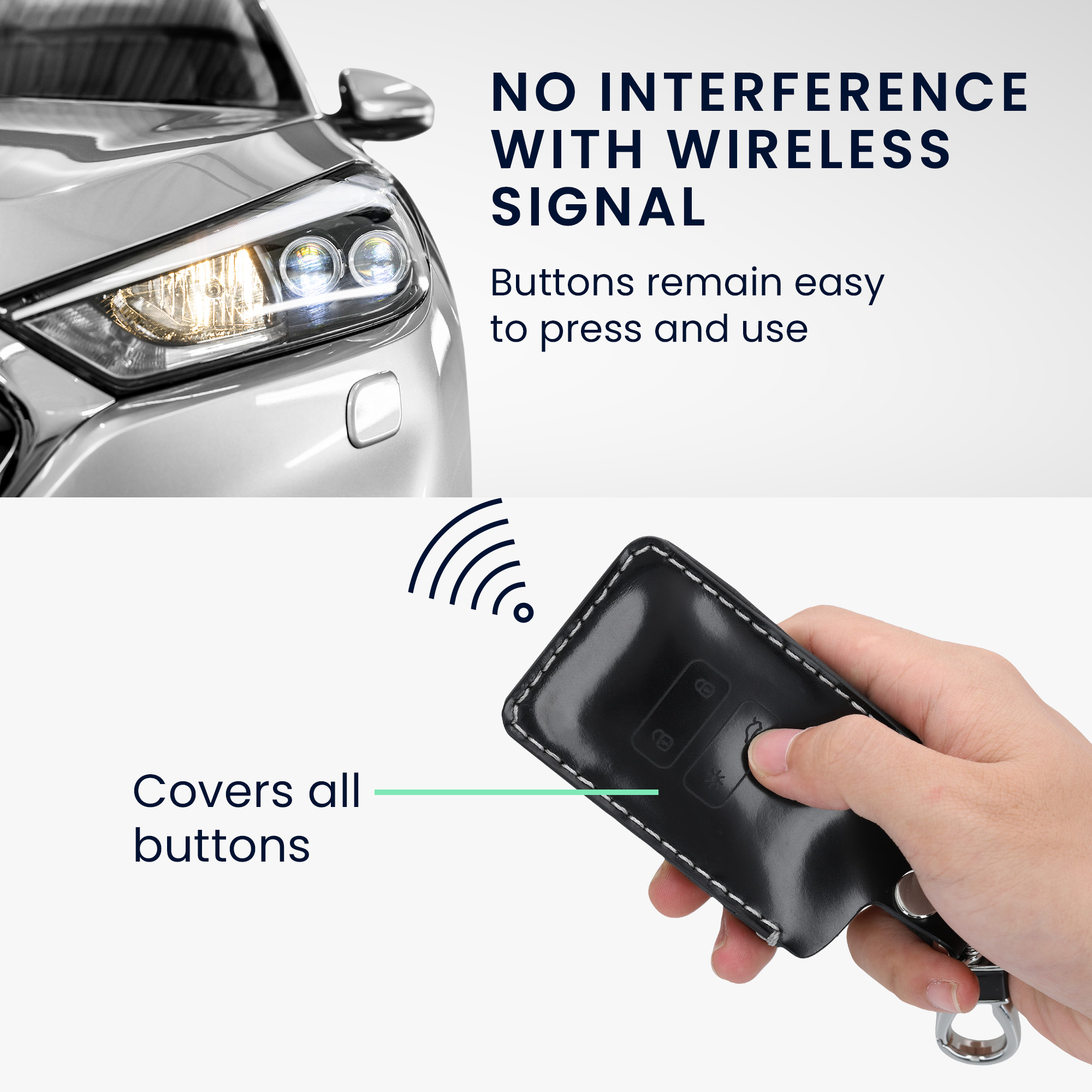 Obal na klíč od auta pro Renault chytrý klíč se 4 tlačítky kwmobile skořepinové z eko kůže - černá vysoký lesk