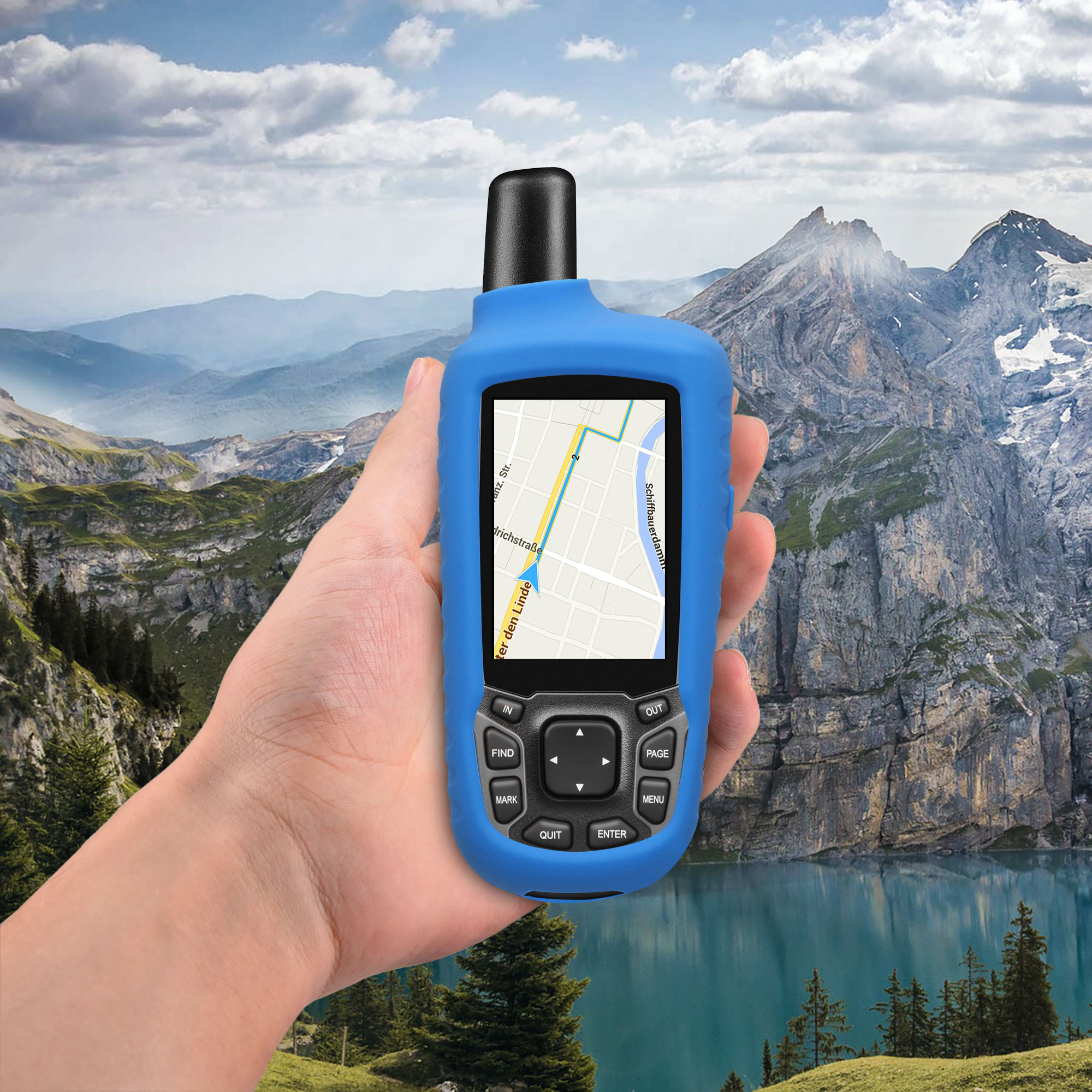 Obal na GPS navigaci kwmobile pro Garmin GPSMAP 64 / 64s / 64st - Anti-Slip Outdoor Sleeve in Blue