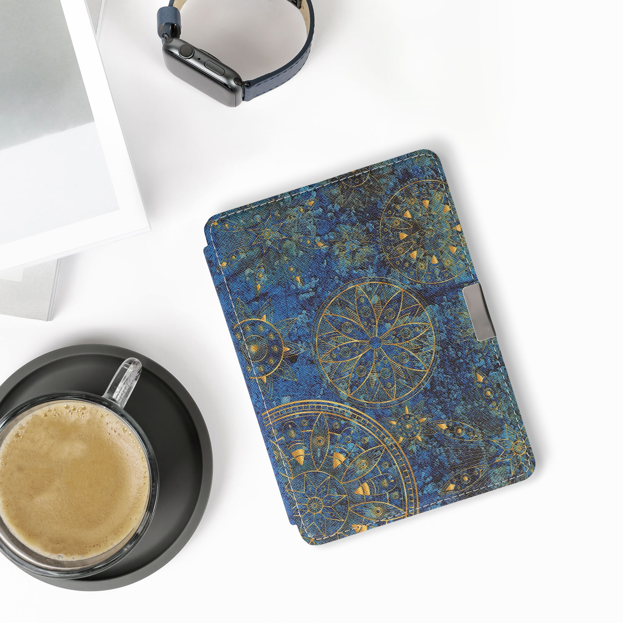 Flip pouzdro na čtečku Kobo Aura Edition 2 Golden Mandalas se stojánkem