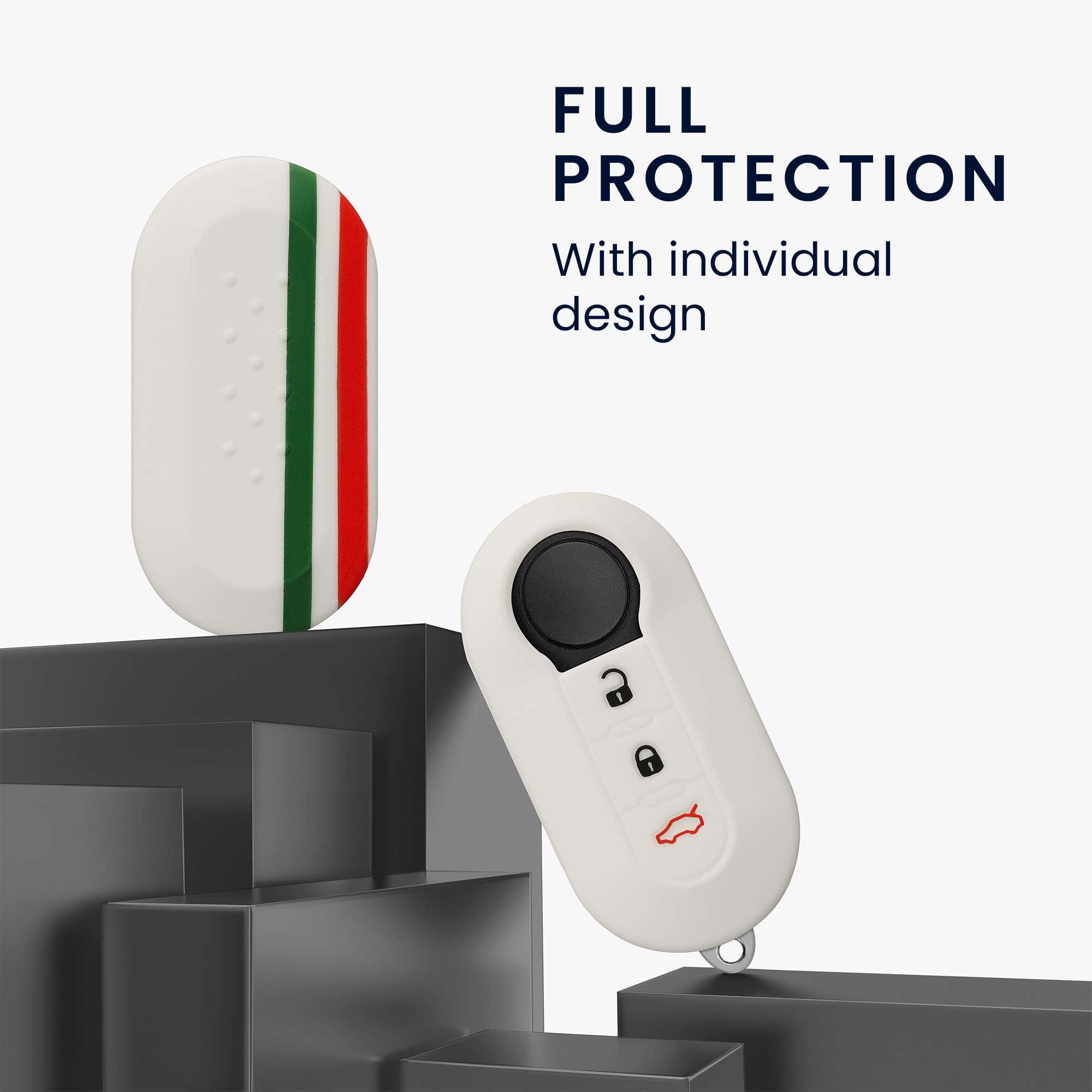 TPU pouzdro na klíč od auta Fiat / Lancia, 3 tlačítka Flip Key zeleno-červeno-bílé