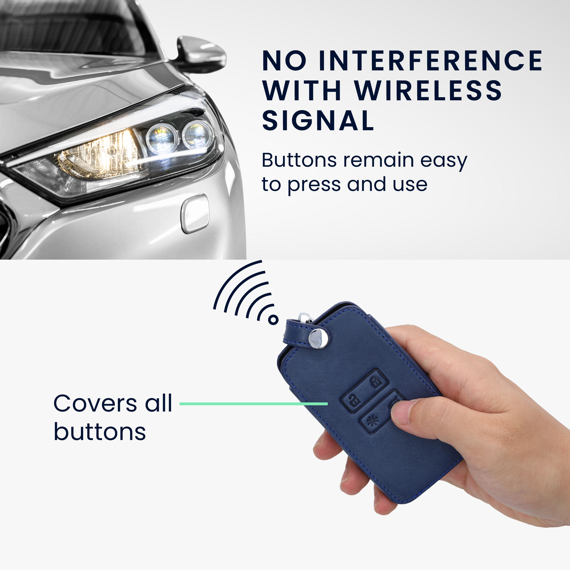 Obal na klíč od auta pro Renault chytrý klíč se 4 tlačítky kwmobile z eko kůže - tmavě modrá