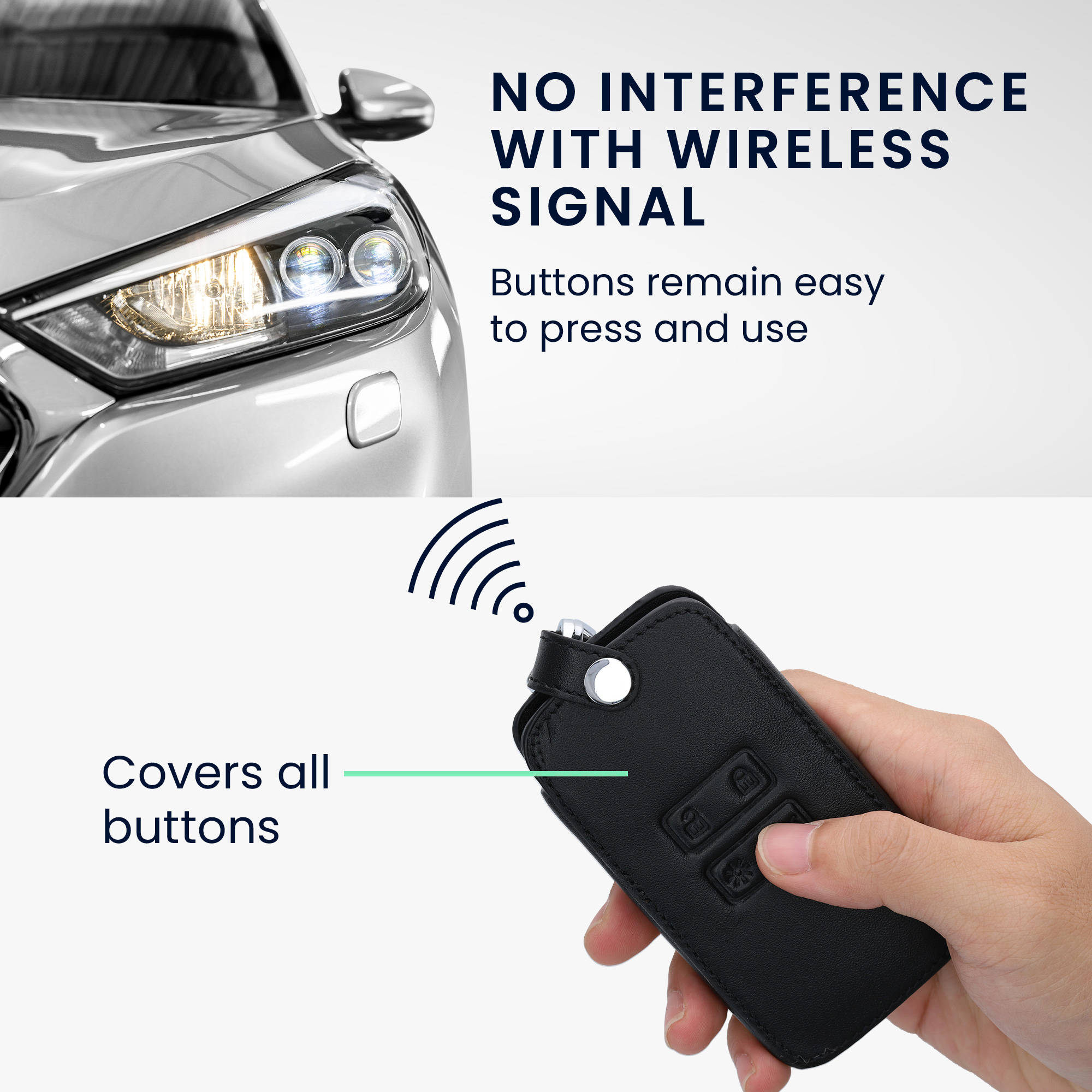 Obal na klíč od auta pro Renault chytrý klíč se 4 tlačítky kwmobile z eko kůže - turkysová / modrá / černá