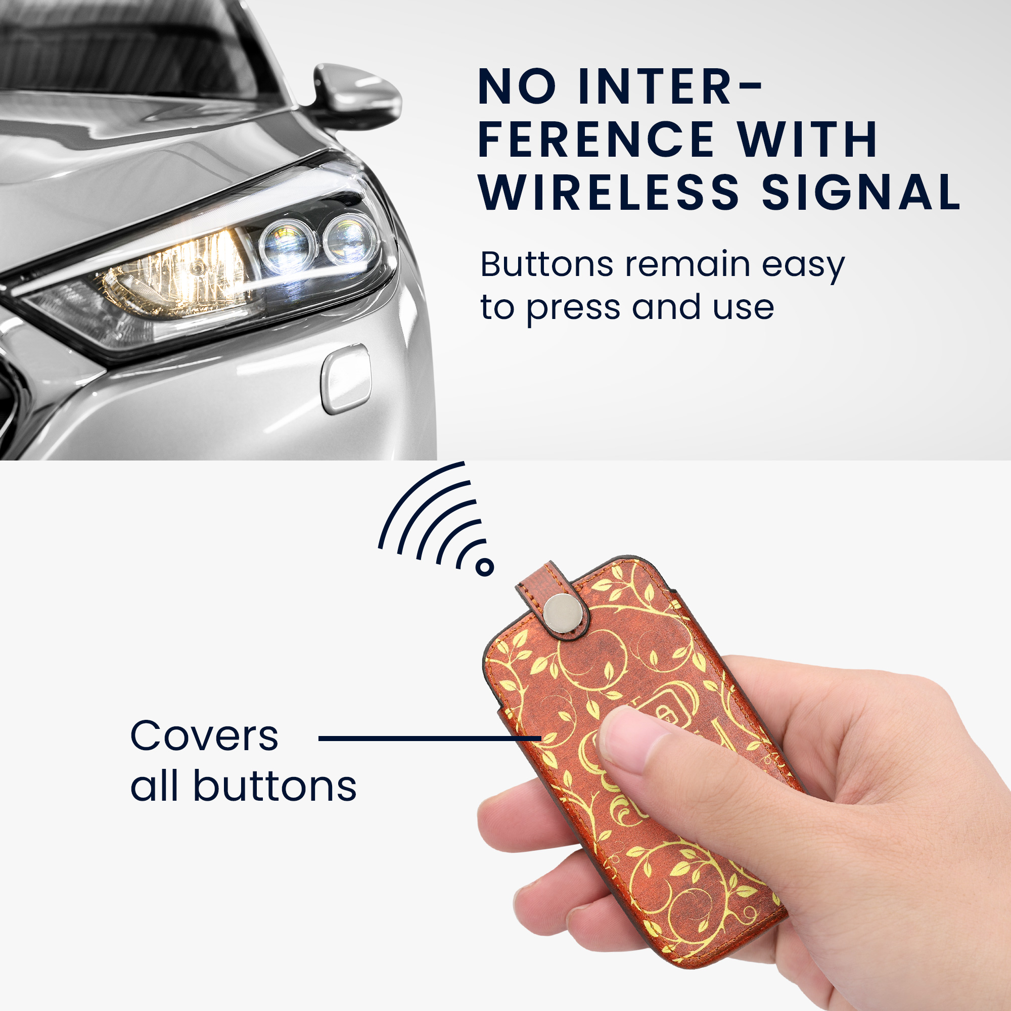 Obal ze syntetické kůže na klíč Renault 4 tlačítka Key Card (Keyless Go) kwmobile ‑ žlutá / oranžová / červená