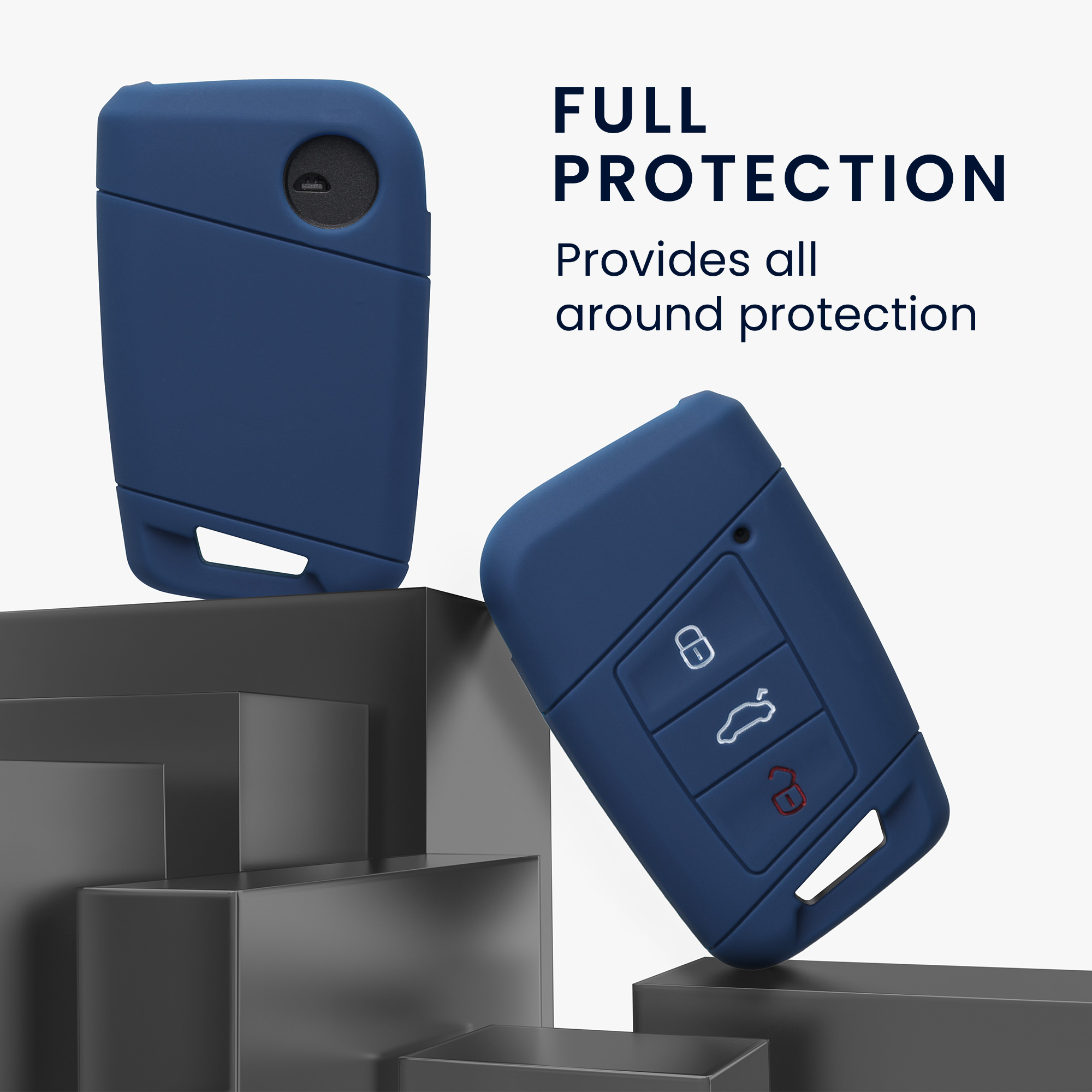 Pouzdro na klíč kwmobile pro VW 3tlačítkový klíč (pouze Keyless Go) - tmavě modrá